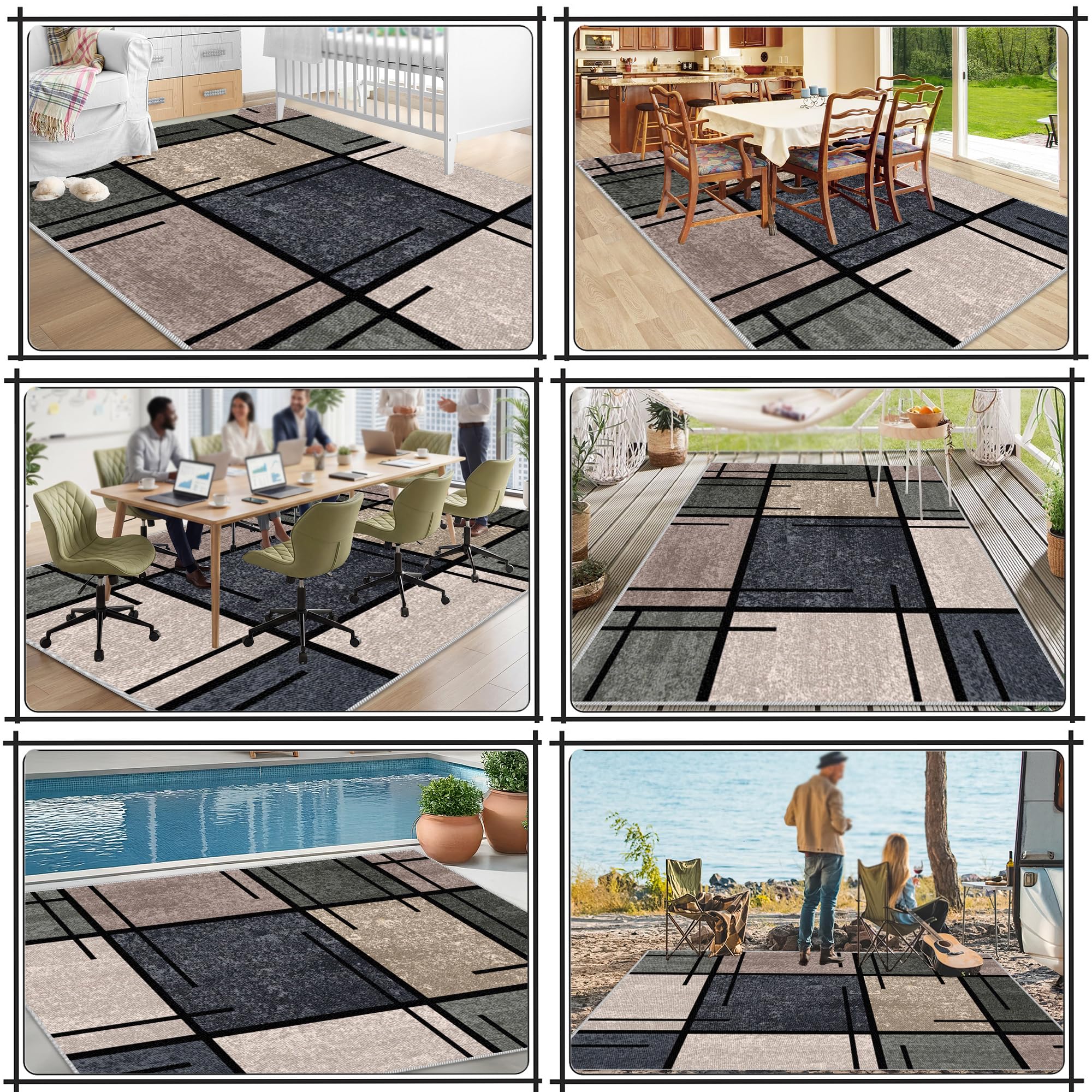 Alfombra Salon Moderna 110 x 120 cm Alfombras Cocina Lavable Antideslizante | Alfombra Pelo Corto para Dormitorio, Comedor, Hall Entrada, Pasillo, Alfombras para Habitación, fácil de limpiar