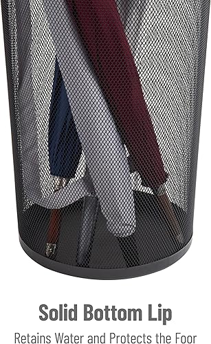 Miniatura 4 de Mind Reader Soporte para paraguas, organizadores de almacenamiento multiusos para oficina y entrada, malla metálica, juego de 2, color negro.