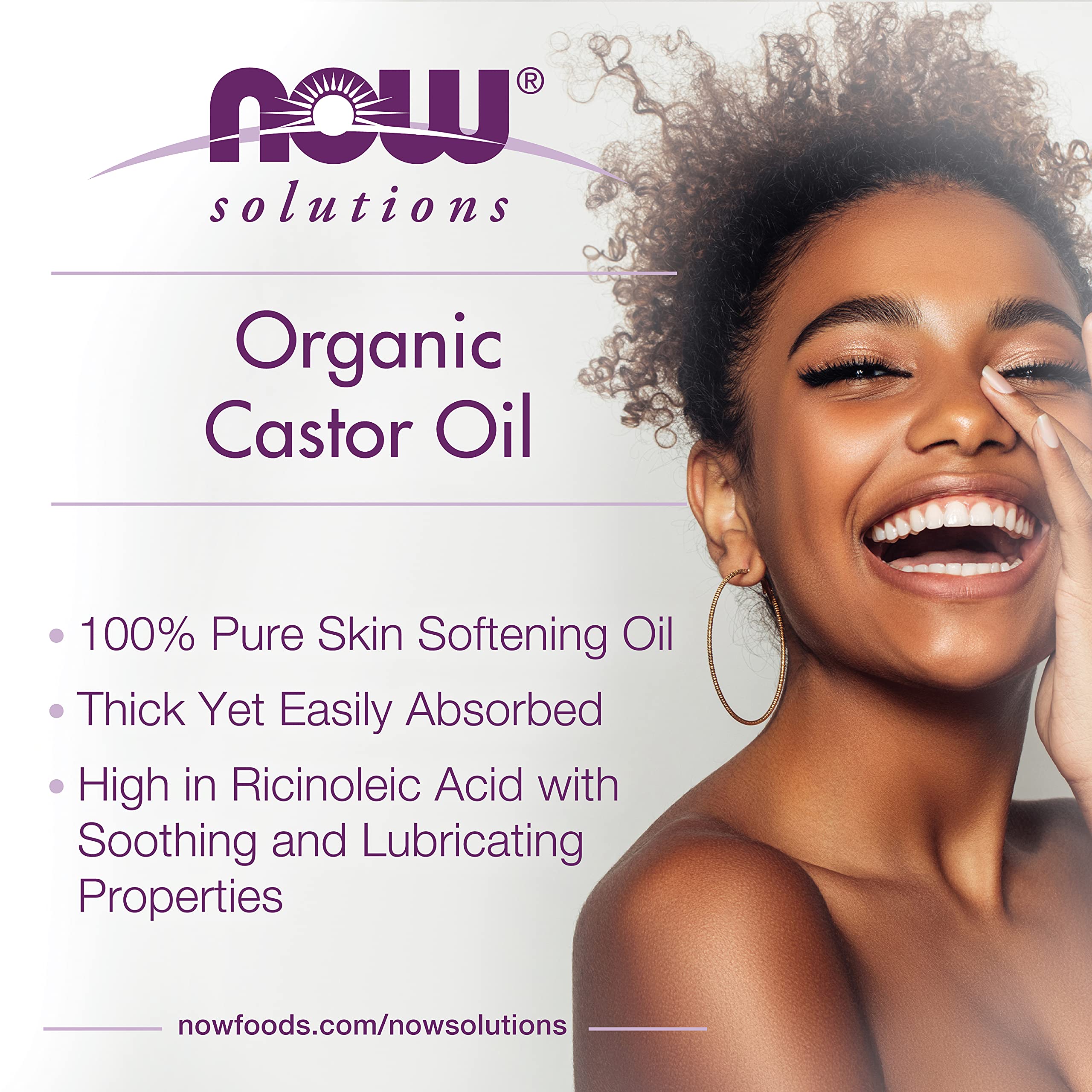 NOW Solutions, Organic Castor Oil, 100% Pure Versatile Skin Care, Multi-Purpose Skin Softener, 16 Fl. oz