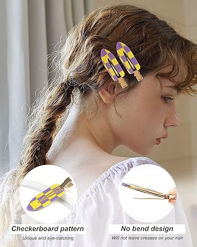 Miniatura 3 de Pinzas para el cabello sin arrugas, 18 clips de tablero de ajedrez sin doblar, resina acrílica, maquillaje, clips planos sin arrugas para mujeres y