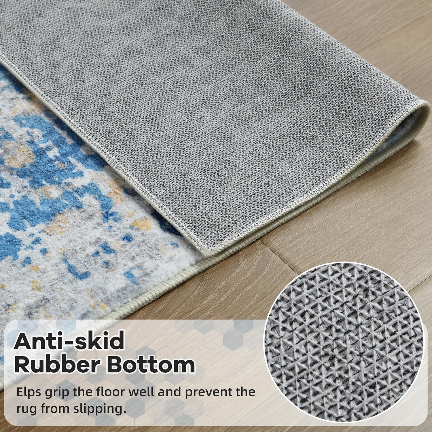 Merelax 2x6 Entryway Long Runner Area Rug, Blue Washable Modern Abstract Entry Rugs for Kitchen Bedroom Hallways Living Room, Non Slip Carpet for Indoor Door High Traffic Family Room Decor