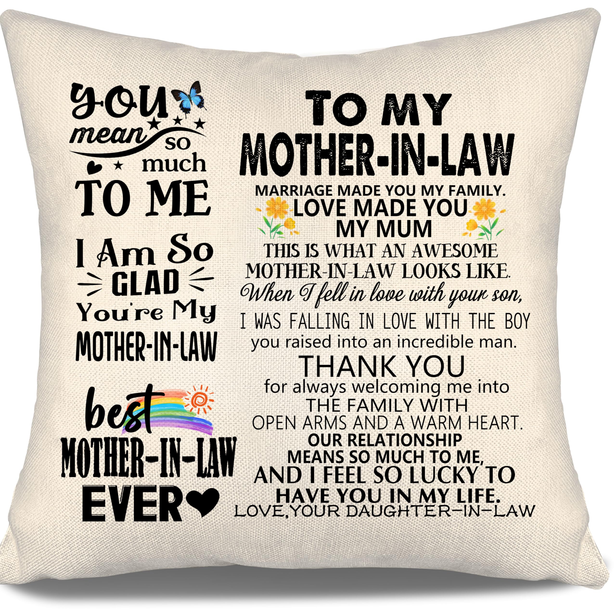 Aosumin To My Mother-In-Law Cushion Covers from Daughter-In-Law Gift for Mother In Law Birthday Mother's Day