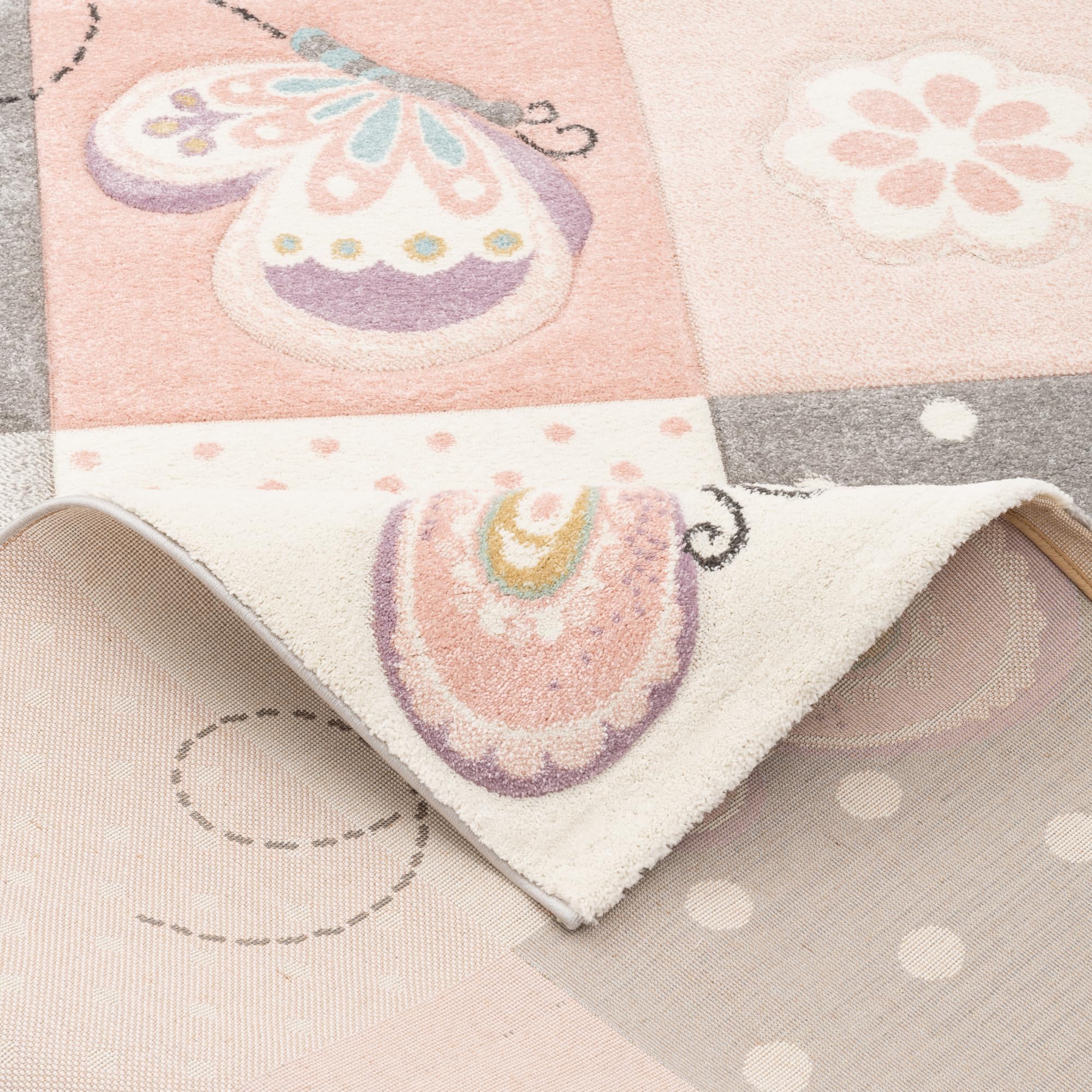 Pergamon Kinder Teppich Maui Kids Rosa Karo Herzen in 5 Größen