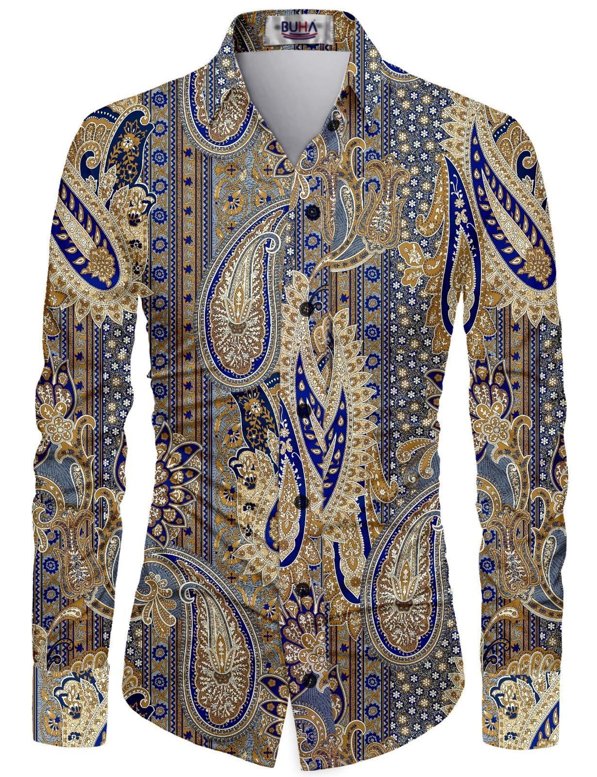 buha Men’s Unstitched Cotton Blend Shirt Fabric – 2.25 Mtr | Premium Floral & Paisley Printed Fabric | Lightweight, Breathable Material for Tailoring Custom Shirts-picture-54