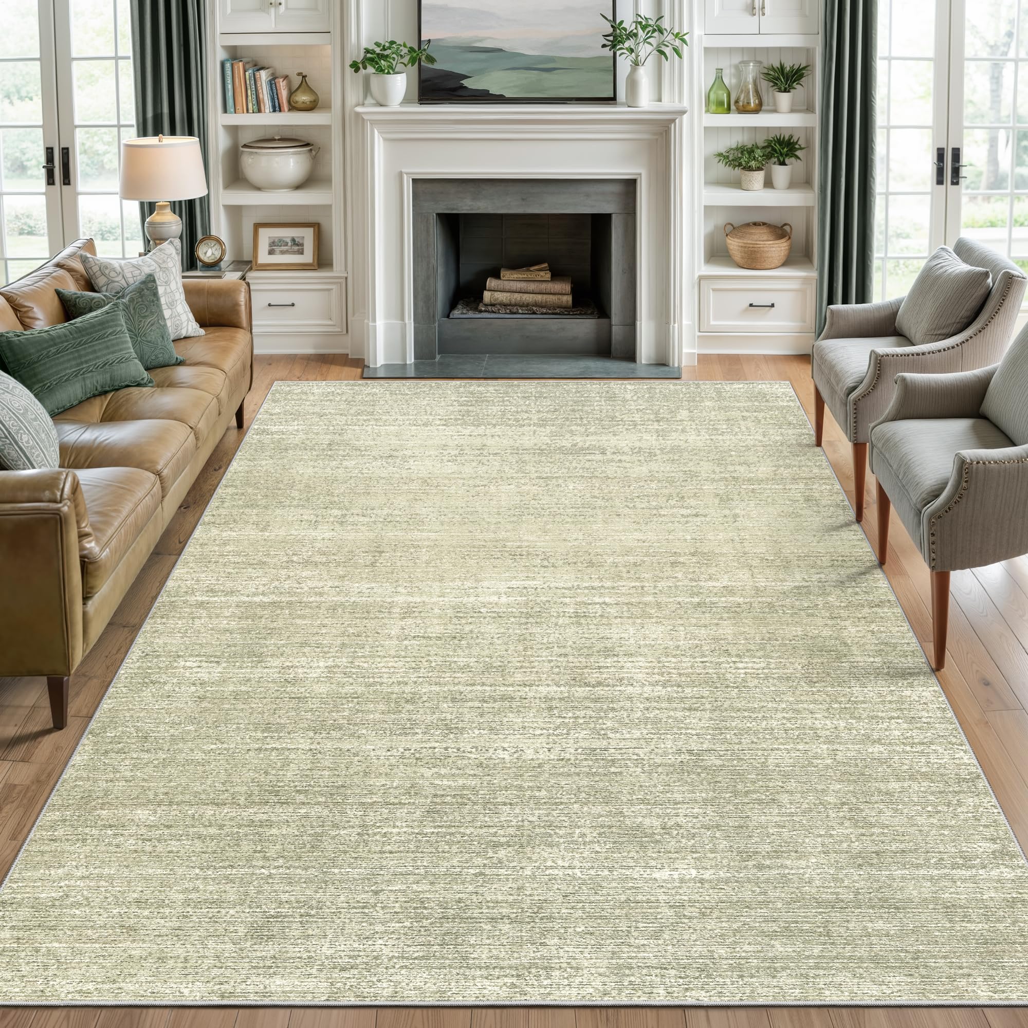 Valenrug Washable Rugs 4x6 - Stain Resistant 4x6 Area Rugs for Living Room, Non Slip Backing Printed Rugs for Bedroom, Folable Machine Washable Area Rug(4'x6', Green)