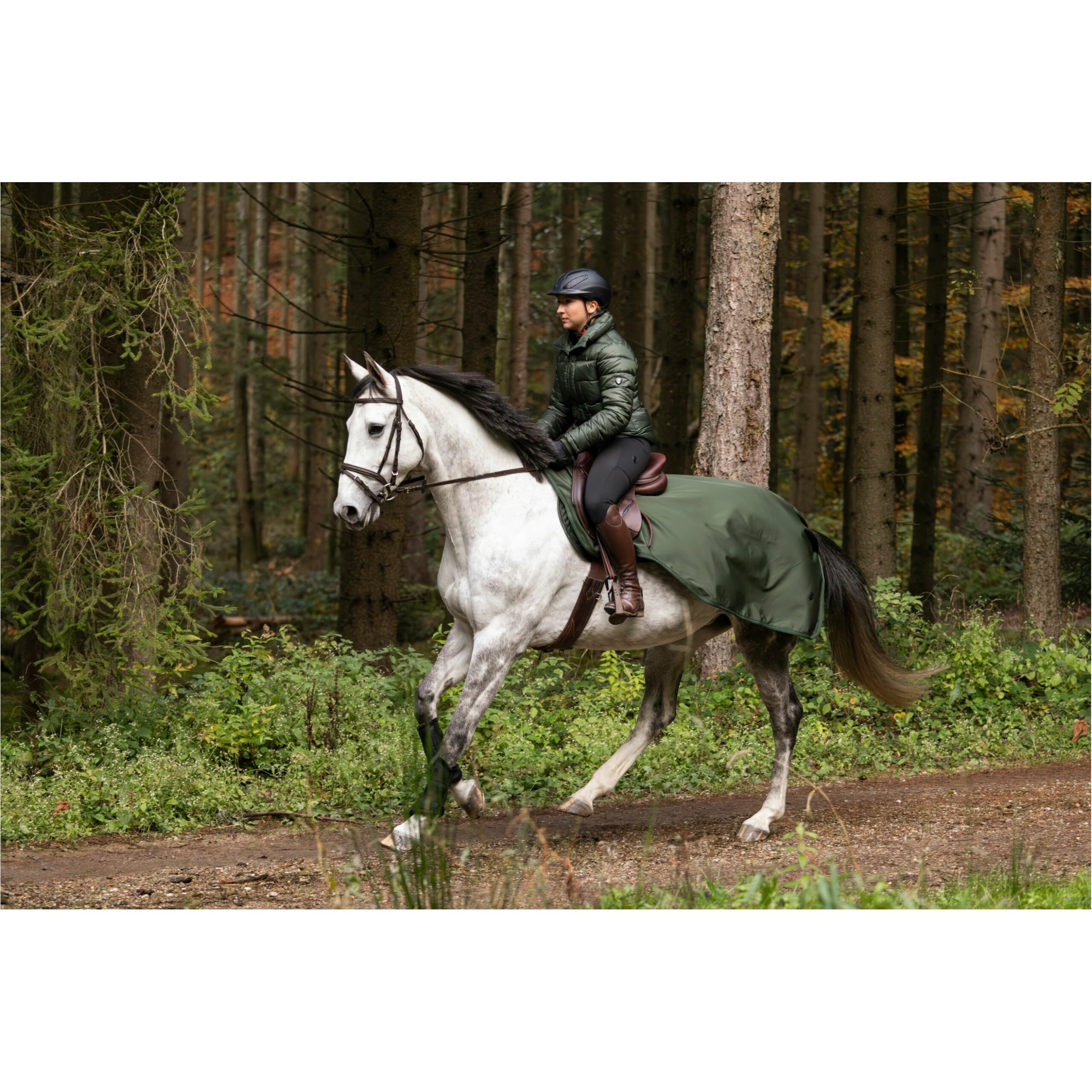 Covalliero - Ausreitdecke | Pferdedecke zum Schutz d. Nierenpartie | Outdoordecke für Pferde | Übergangsdecke Pferd & Pony | wärmend & atmungsaktiv | Pferde Zubehör in Opal Green | 125cm