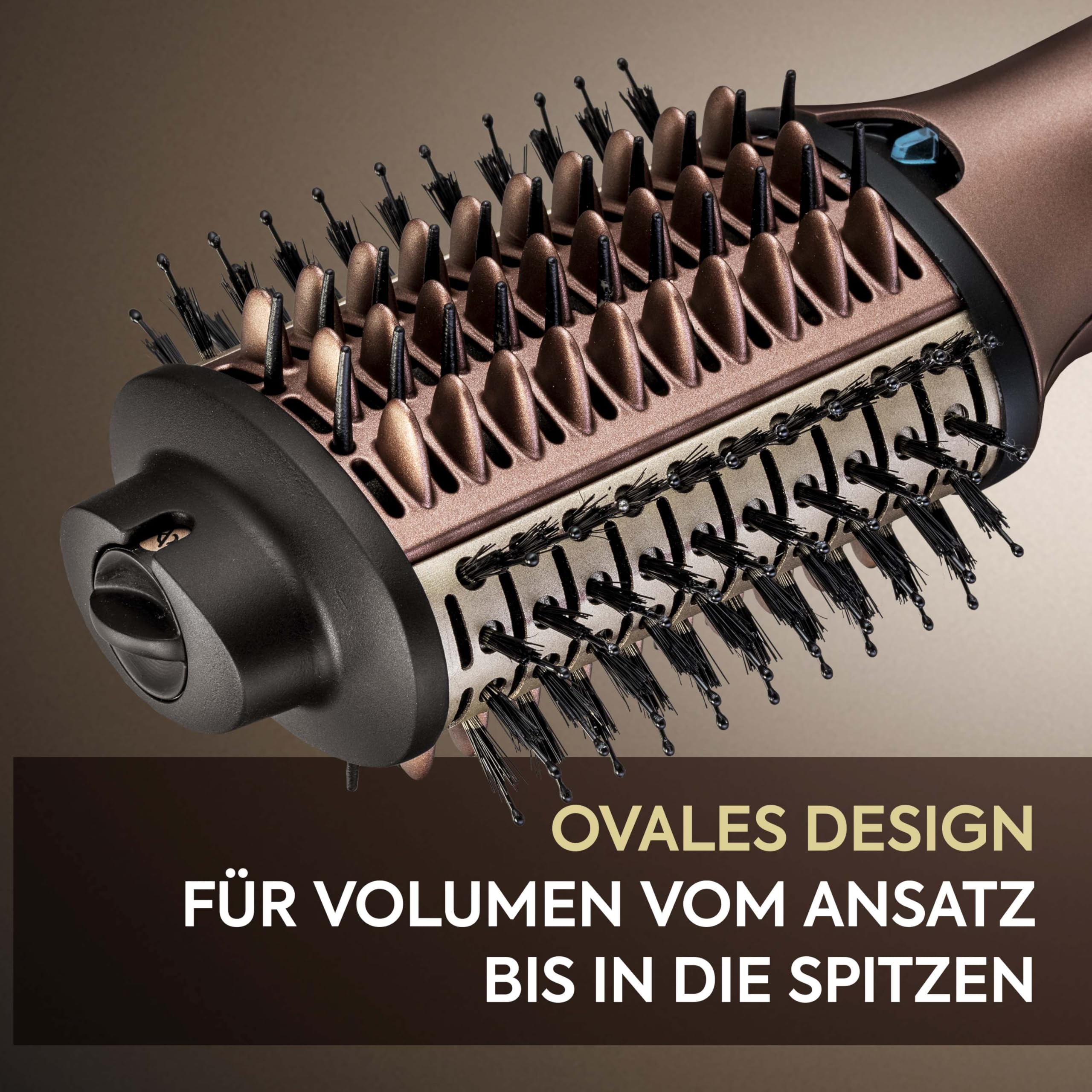 BaByliss Air Power Volume - 2-in-1 Warmluftbürste und Heizbürste, NASS- und TROCKEN-Modus, Glättende Warmluftbürste mit 3 Temperatureinstellungen, Ionen-Technologie, Keramikbeschichtung, Gold, AS95E