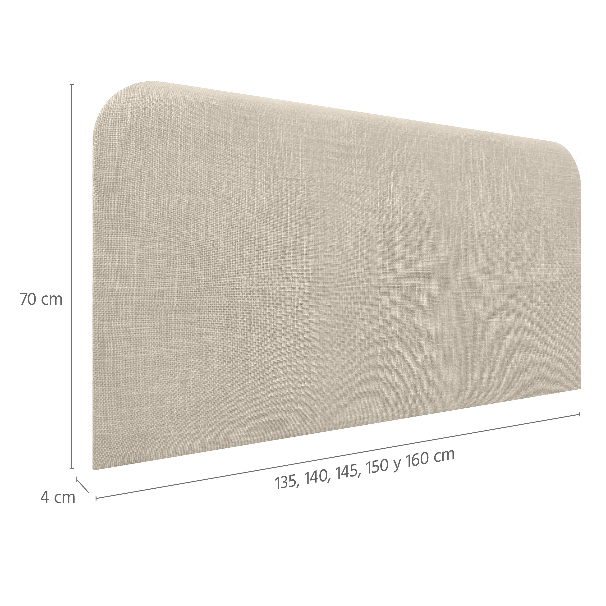 DHOME Cabecero Tapizado Liso Curvo Lino 70cm Altura para Pared Acústicos Cabeceros Absorbentes Cabezal Cama Dormitorio (Beige, 150cm)