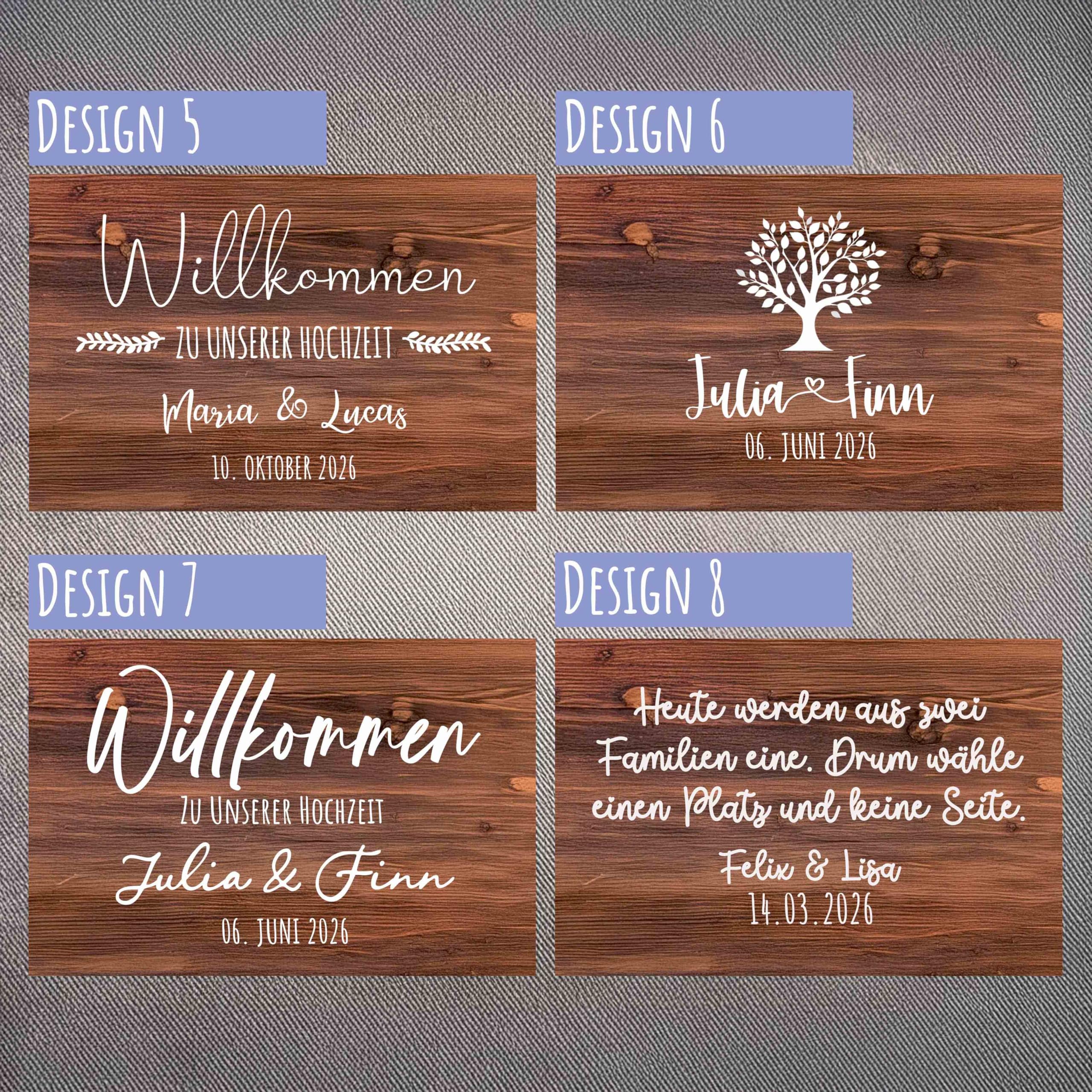 Willkommensschild Hochzeit aus Holz, Hochzeitsschild personalisiert mit Namen, Holzschild Hochzeit