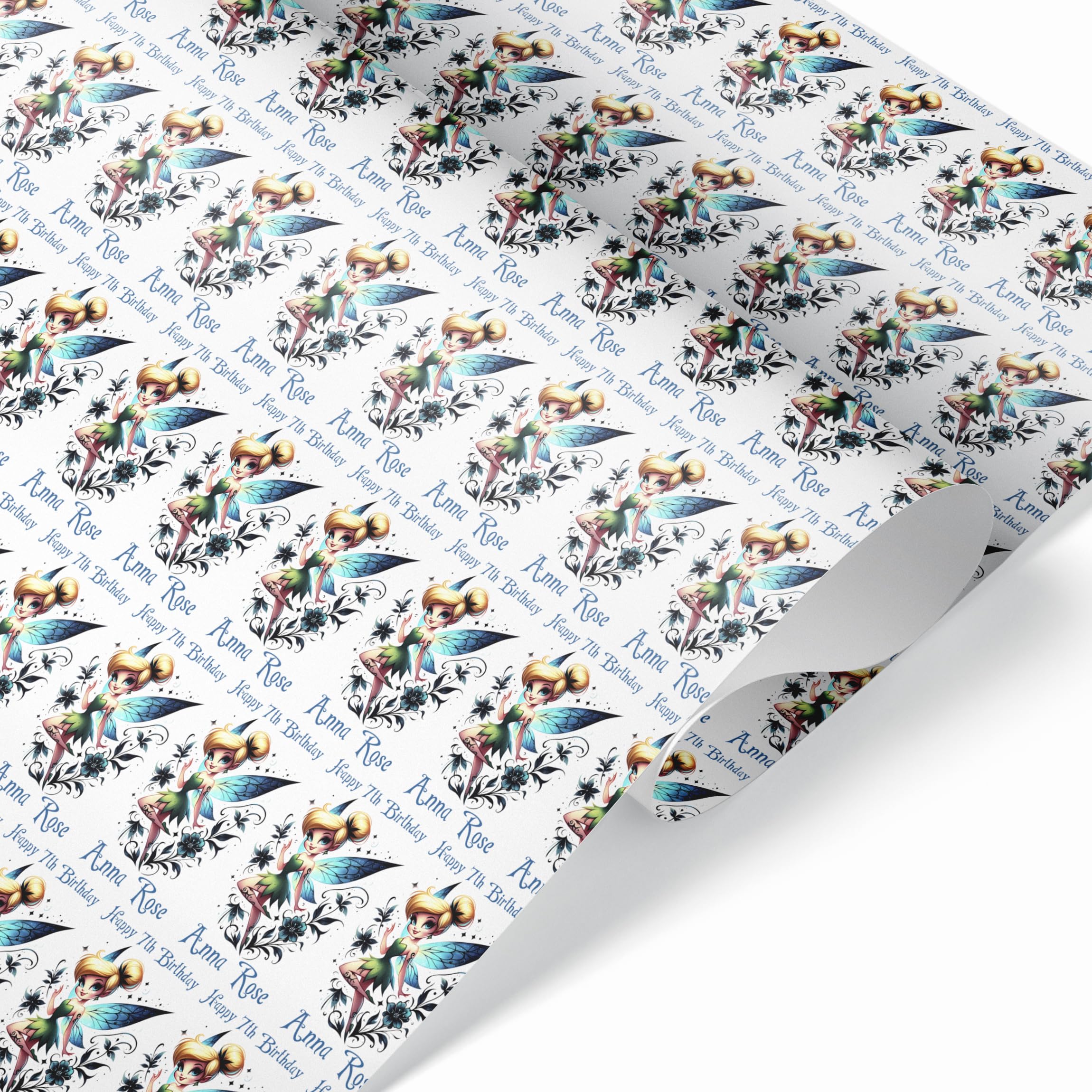 Personalised Tinkerbell Wrapping Paper | Custom Name & Age, 61cm width rolls, Premium Quality Princess Gift Wrap for Birthdays & Special Occasions | Tinkerbell Gift Wrap