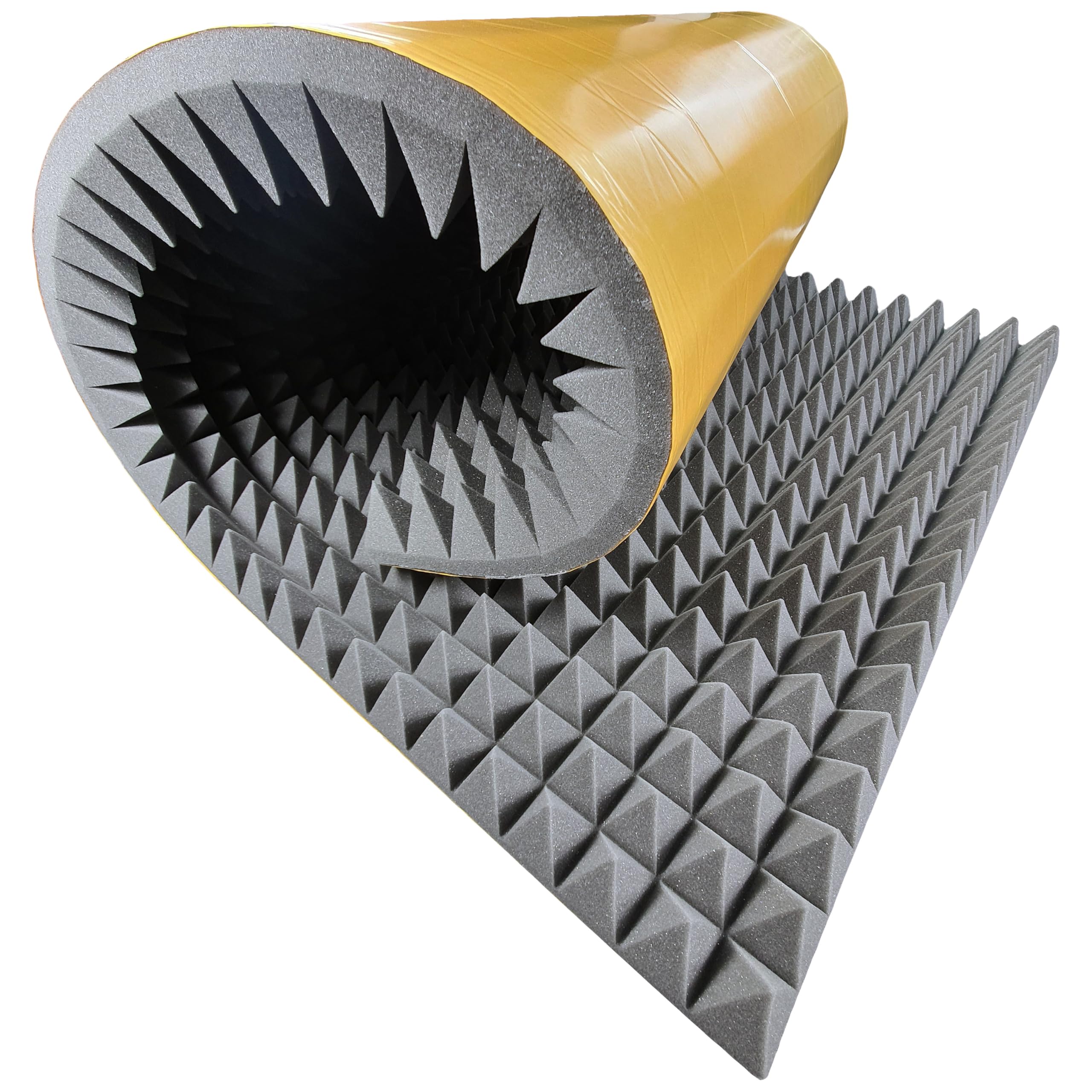 Mousse acoustique pyramidale autocollante 100 x 200 x 8 cm GMP Tech Beauty of Sound – Isolation en mousse pour salle de jeux – Isolation acoustique murale dans le studio de musique – Mousse acoustique
