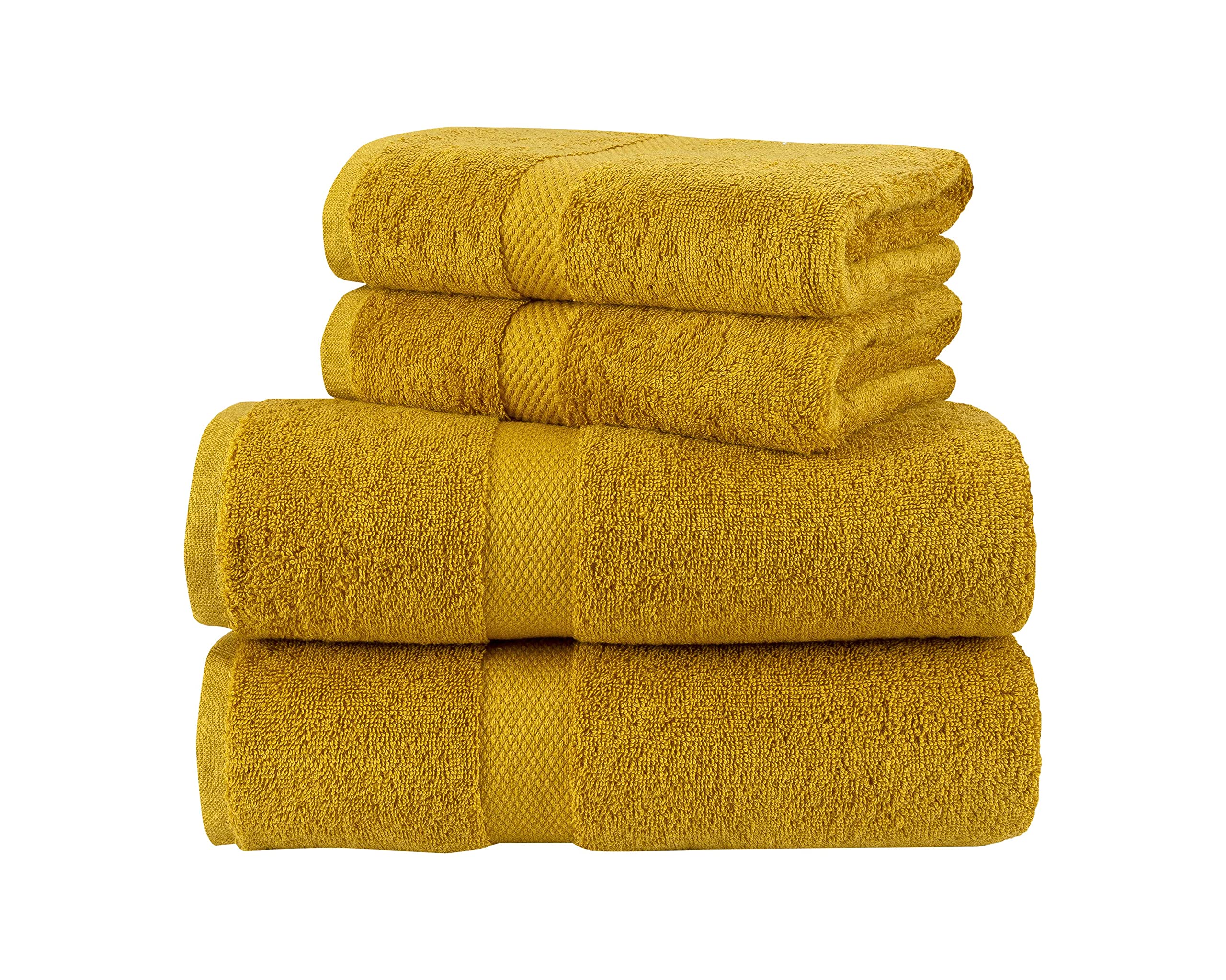 La Maison 100% Egyptian Cotton 600GSM Superior Towel Bale Set Hand Towel Bath Towel 4 Piece Super Soft Everyday Use (Mustard)