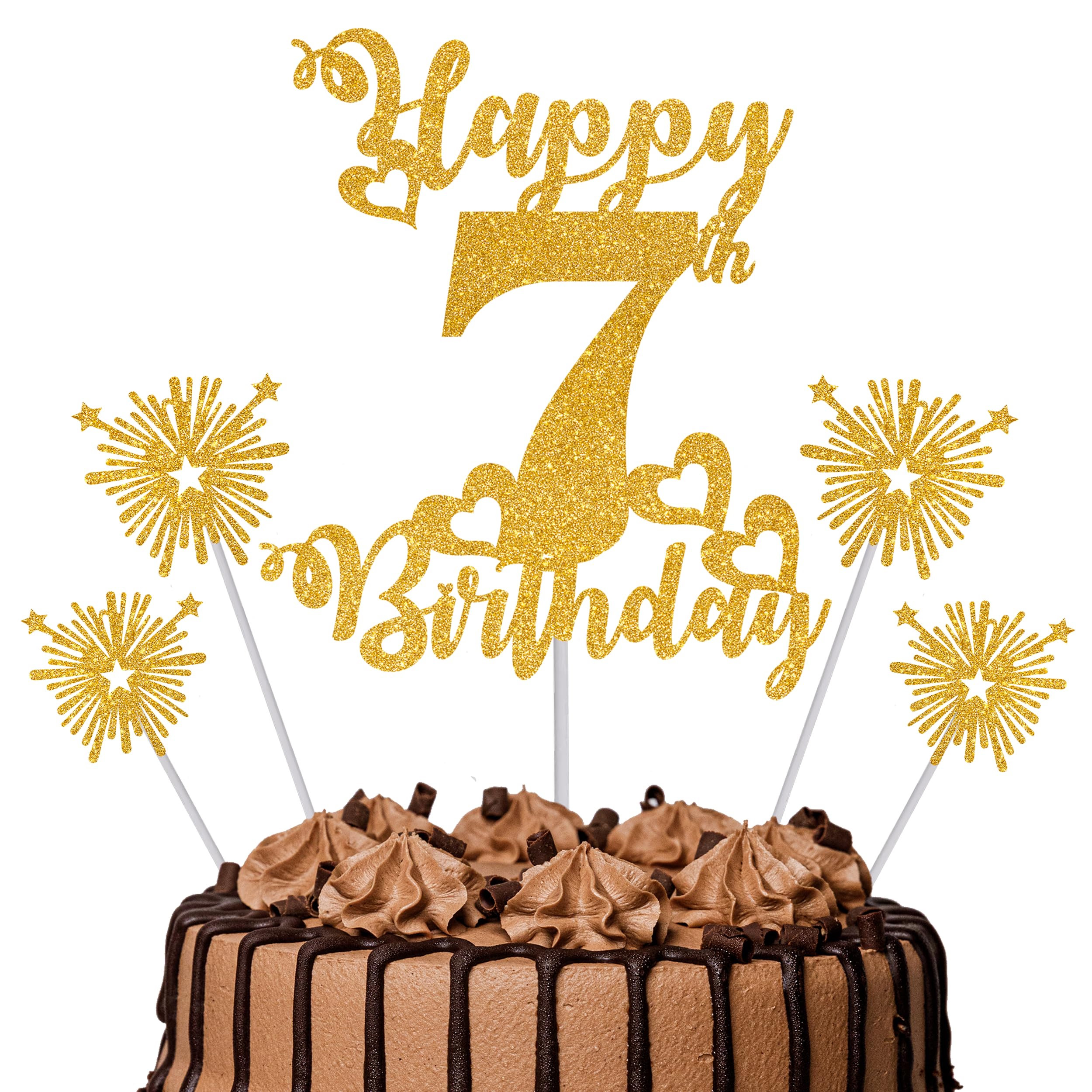 Gold Glitter 96th Birthday Cake Topper Set – 5 Piece Premium Glitter Birthday Decoration & Party Supplies for Men, Women & Kids – 96th Birthday — view 99