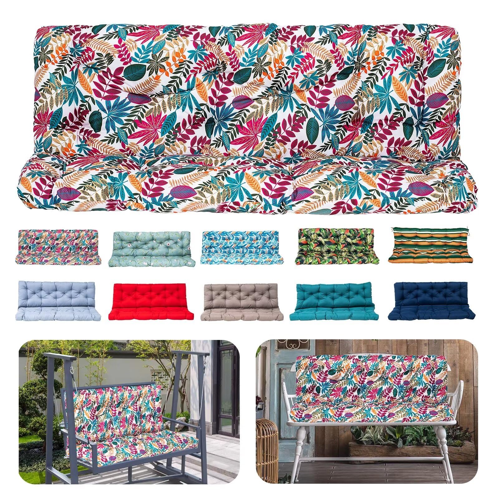 JKCJM Swing Cushions Replacement, Waterproof 2-3 Seater Porch Swing Cushions with Backrest Thicken 5" Swing Bench Cushions for Outdoor Furniture Patio Garden Pad (Red Oak-60x40in)