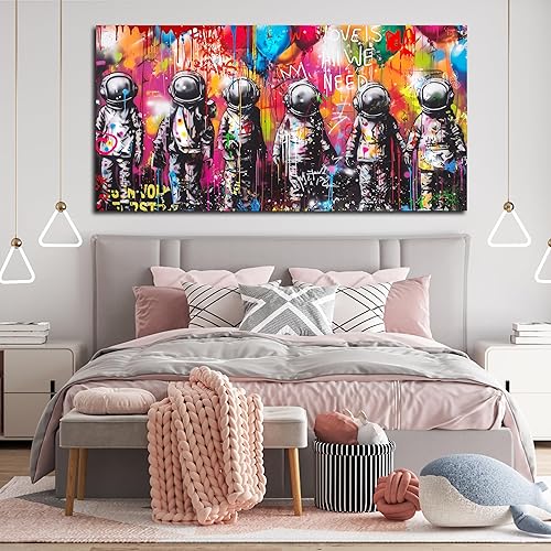 Miniatura 134 de SIXTTART Banksy - Arte de pared en lienzo para sala de estar, arte de pared de graffiti callejero para dormitorio, pintura abstracta grande, arte