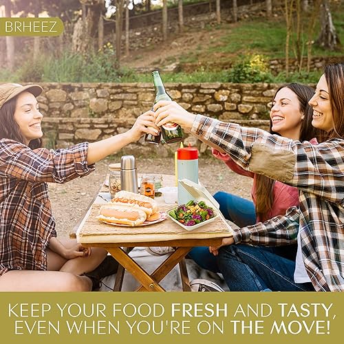 Vista 14 de brheez Recipientes desechables de fibra de bagazo biodegradables con tapas para llevar, fiestas y vacaciones, paquete de 50 cajas sin productos