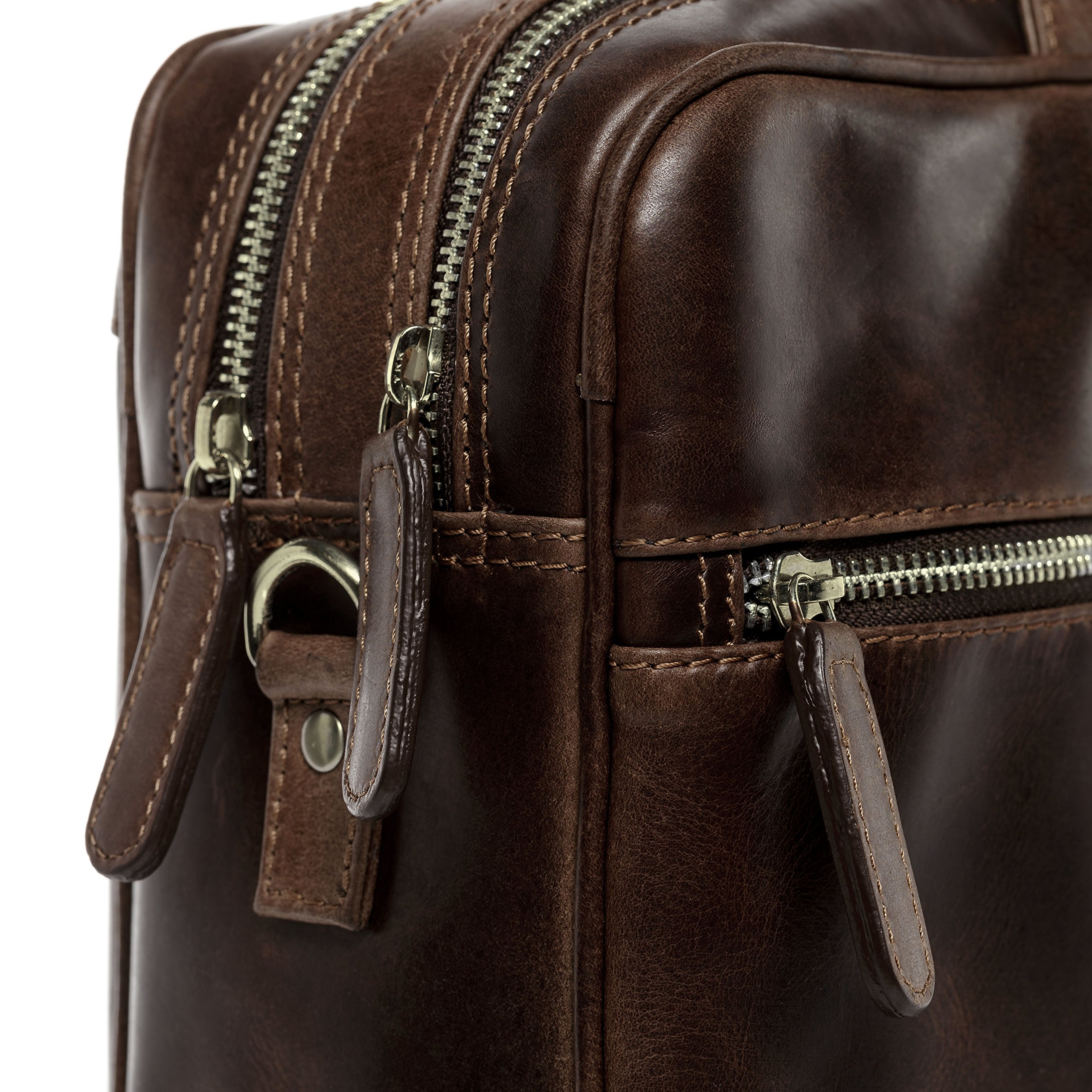 BACCINI Sac bandoulière Ordinateur Ben | Compartiment Laptop Cuir véritable | Sacoche Porte-Document en bandoulière Grand Homme Marron | Sac Messager école Etudiante Travail Fait à la Main