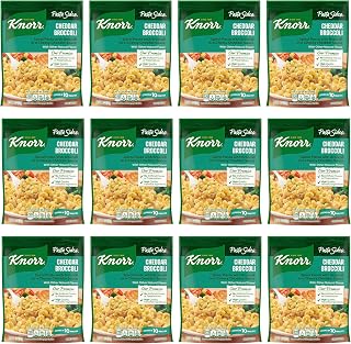 Knorr Cheddar Broccoli Pasta Sides 12 Pack - Creamy Spiral Pasta with Broccoli Florets, 7-Min Quick Prep, No Artificial Flavors