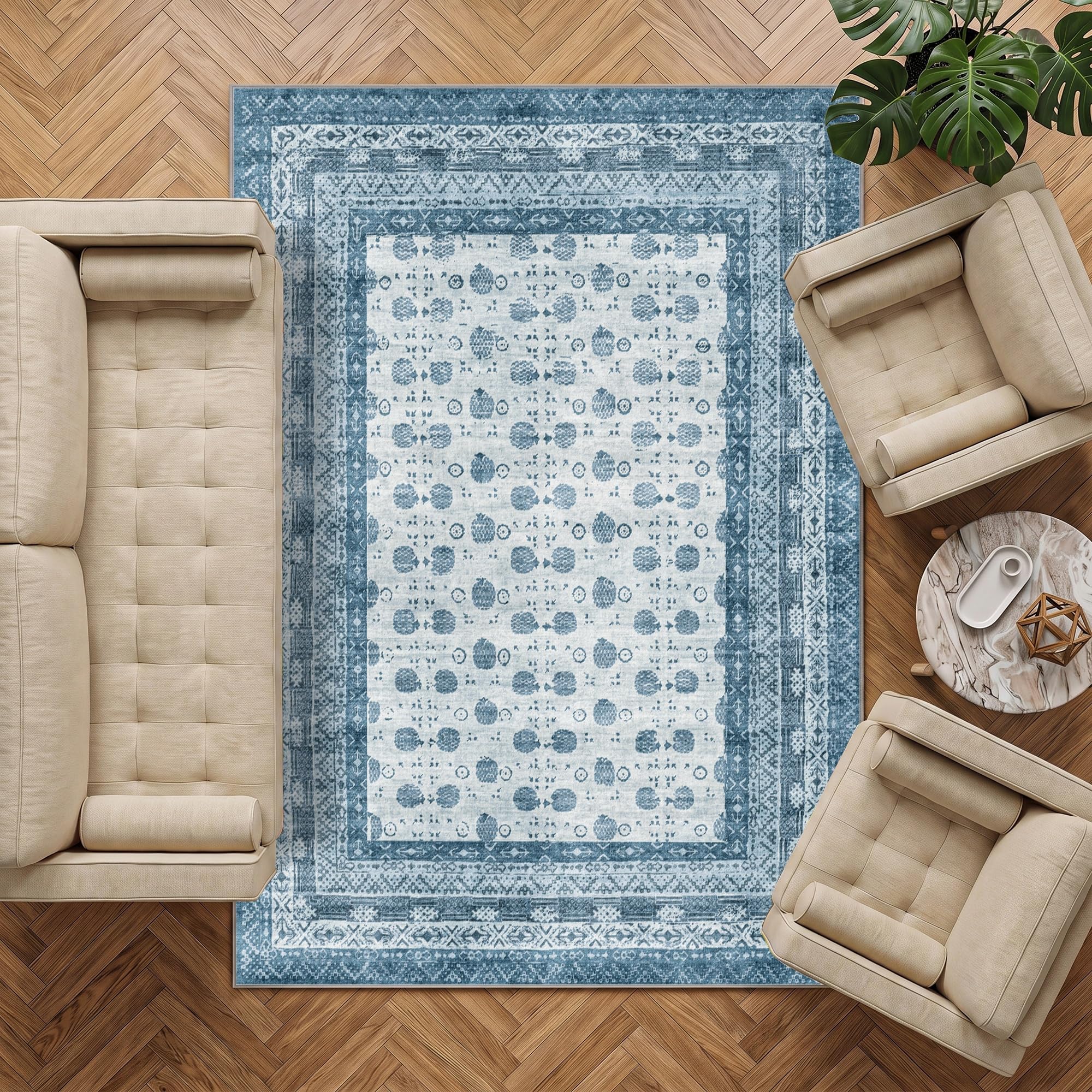 Decoranddecor Vintage Rugs Living Room 160x230cm Washable Non-Slip