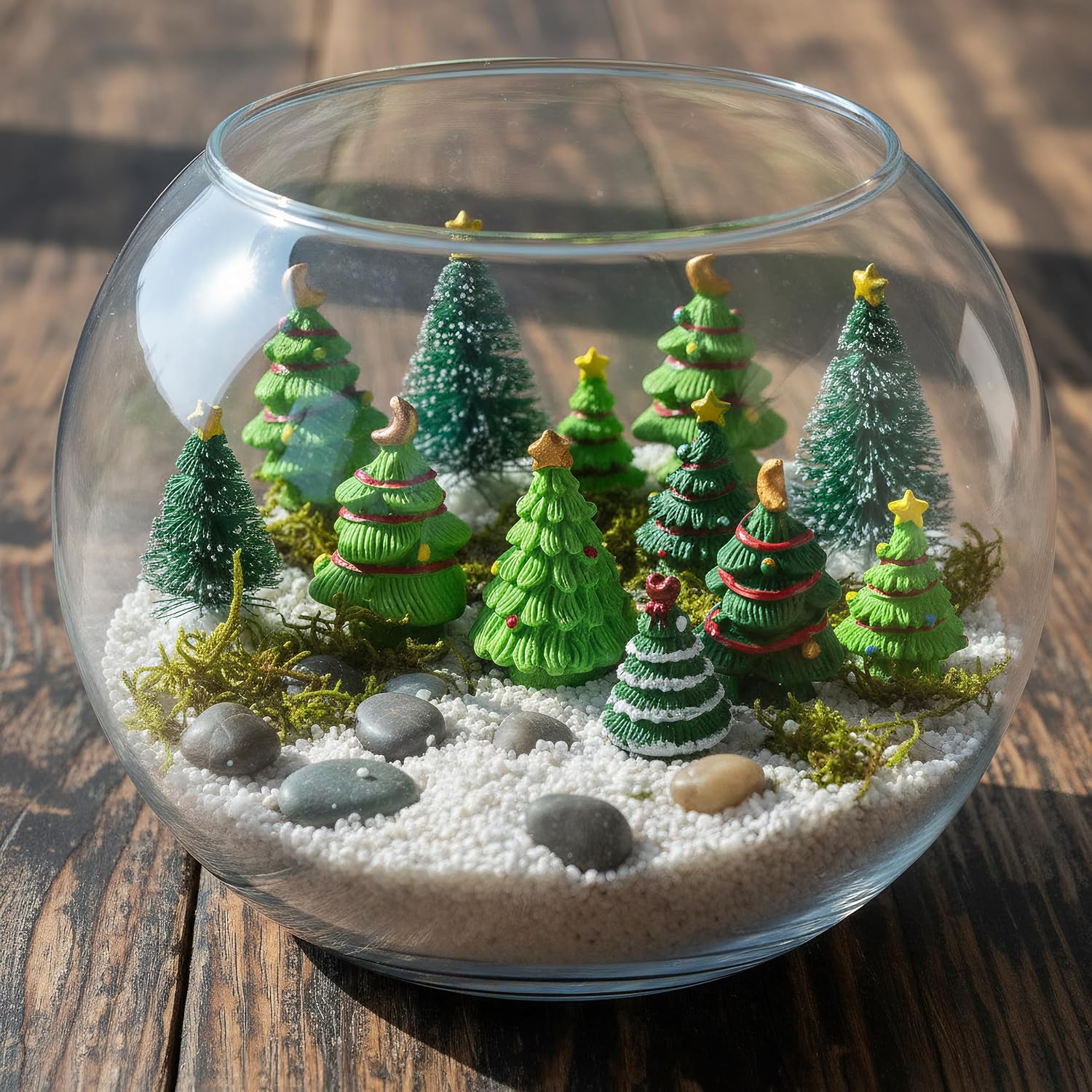 40Pcs Mini Resin Christmas Tree, Tiny Christmas Tree Figures for Crafts, Xmas Trees Ornament Creative Microlandscape Supplies Home Decor Village Centerpiece Table Display Tabletop (Random Style)