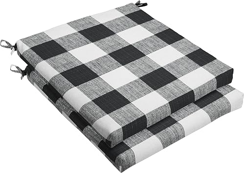 Sorra Home Bristol Square Chair Cushion Set of 2 - Fade & Water Resistant, Outdoor & Indoor Patio Seat Cushion with Plush Foam - Anderson Matte 19" x 19" x 2.5"