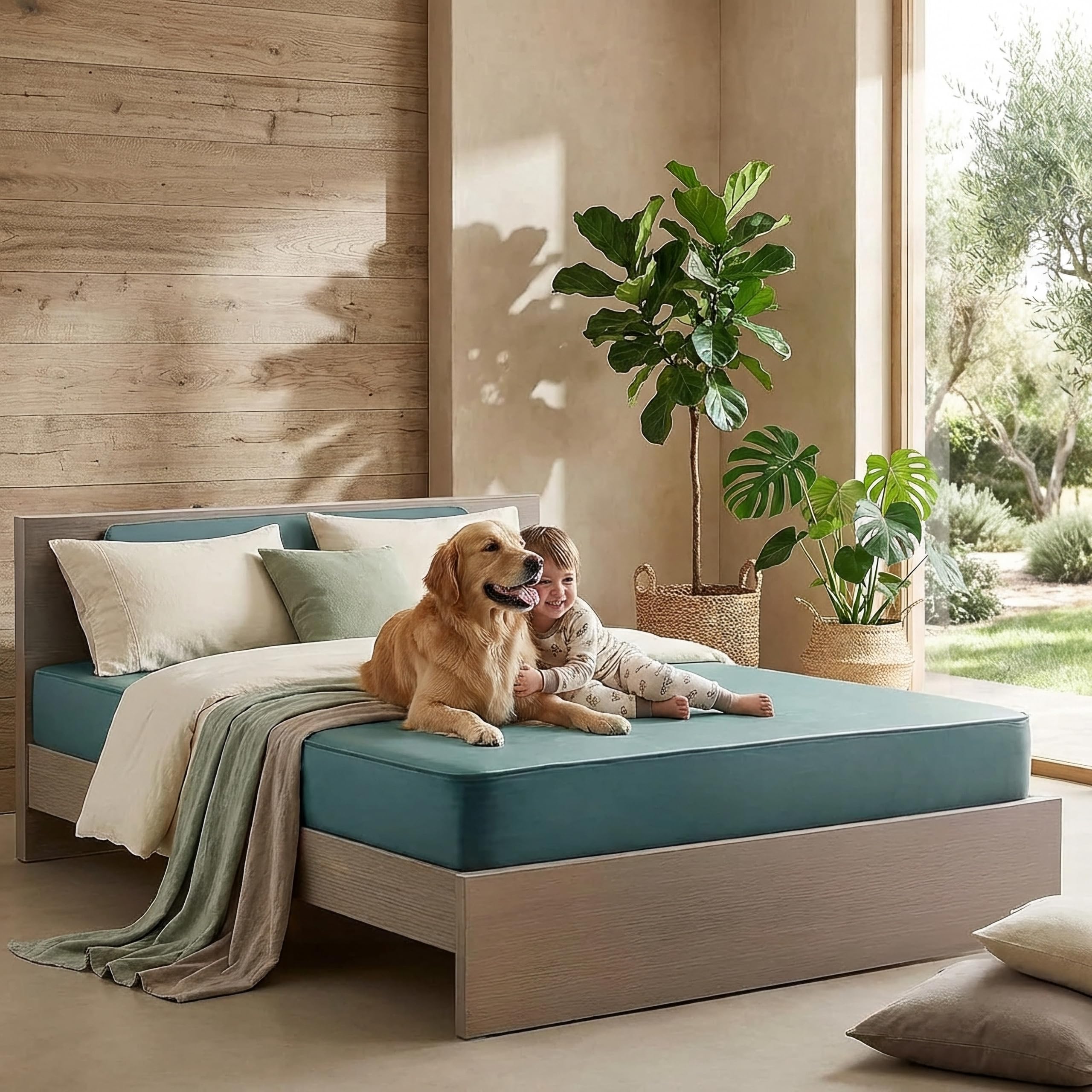 Waterproof Mattress,Cooling Foam Plush Firm Bedwetting flippable White Noise,Easy to Clean,Durable Soft Vinyl Sealed Seams Hospital Bed Mattress,