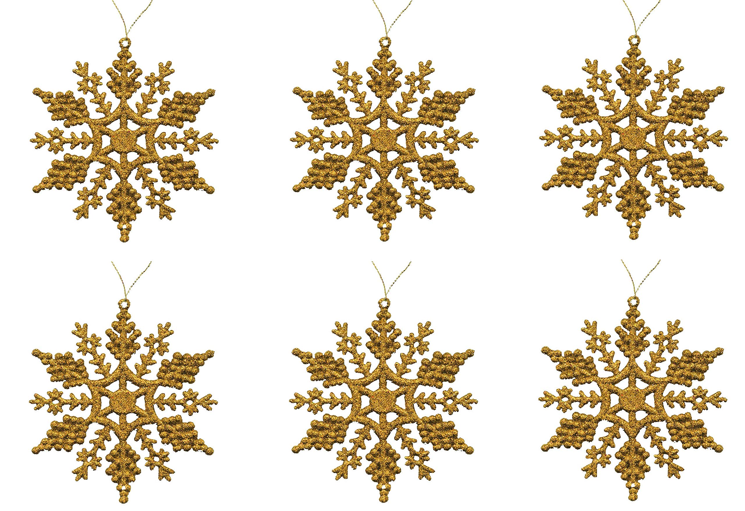 Toyland® Pack Of 6 Gold Glittery Hanging Snowflakes Christmas Decorations