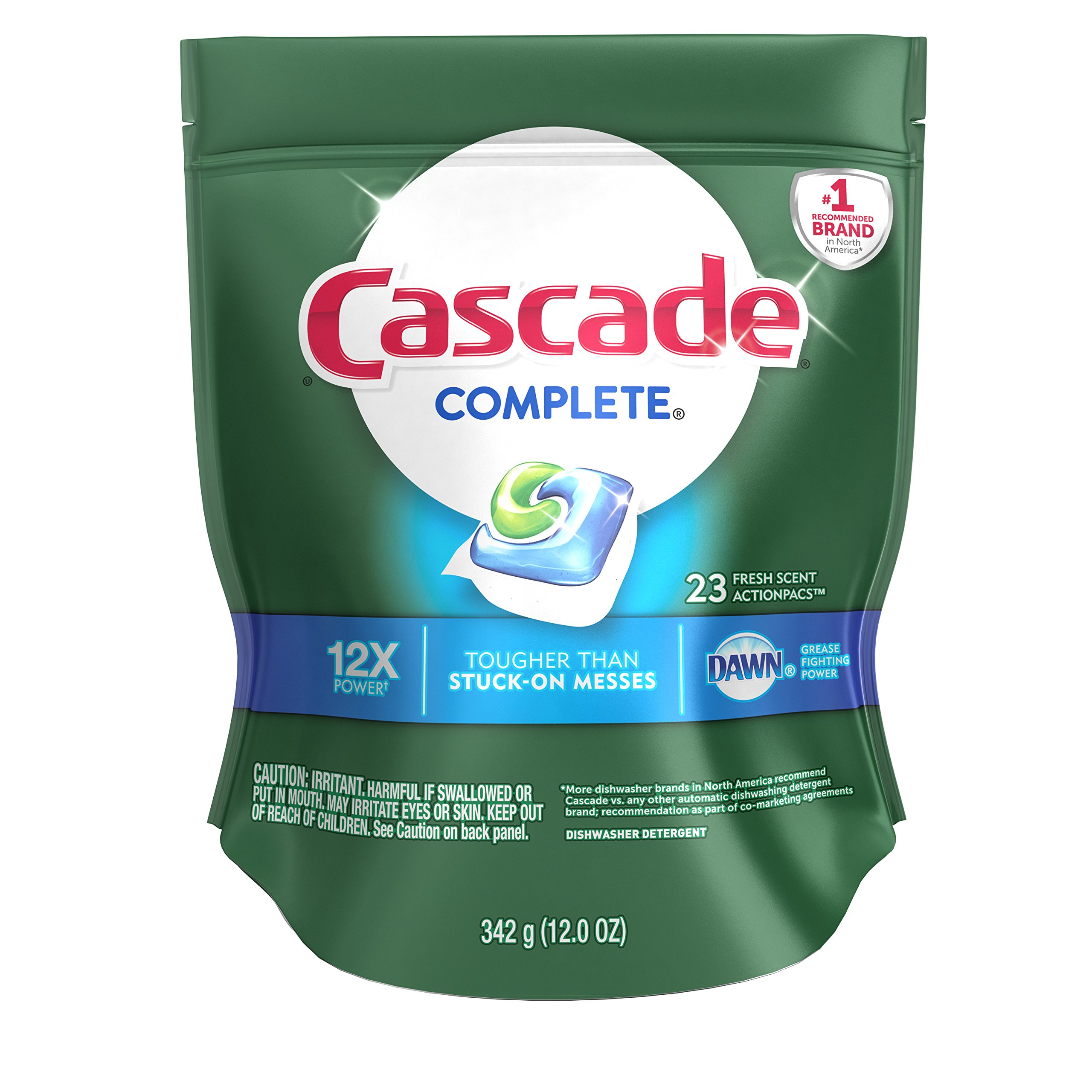 Cascade Complete Dishwasher Detergent 12x Power 23 Fresh Scent Action pacs 12 oz