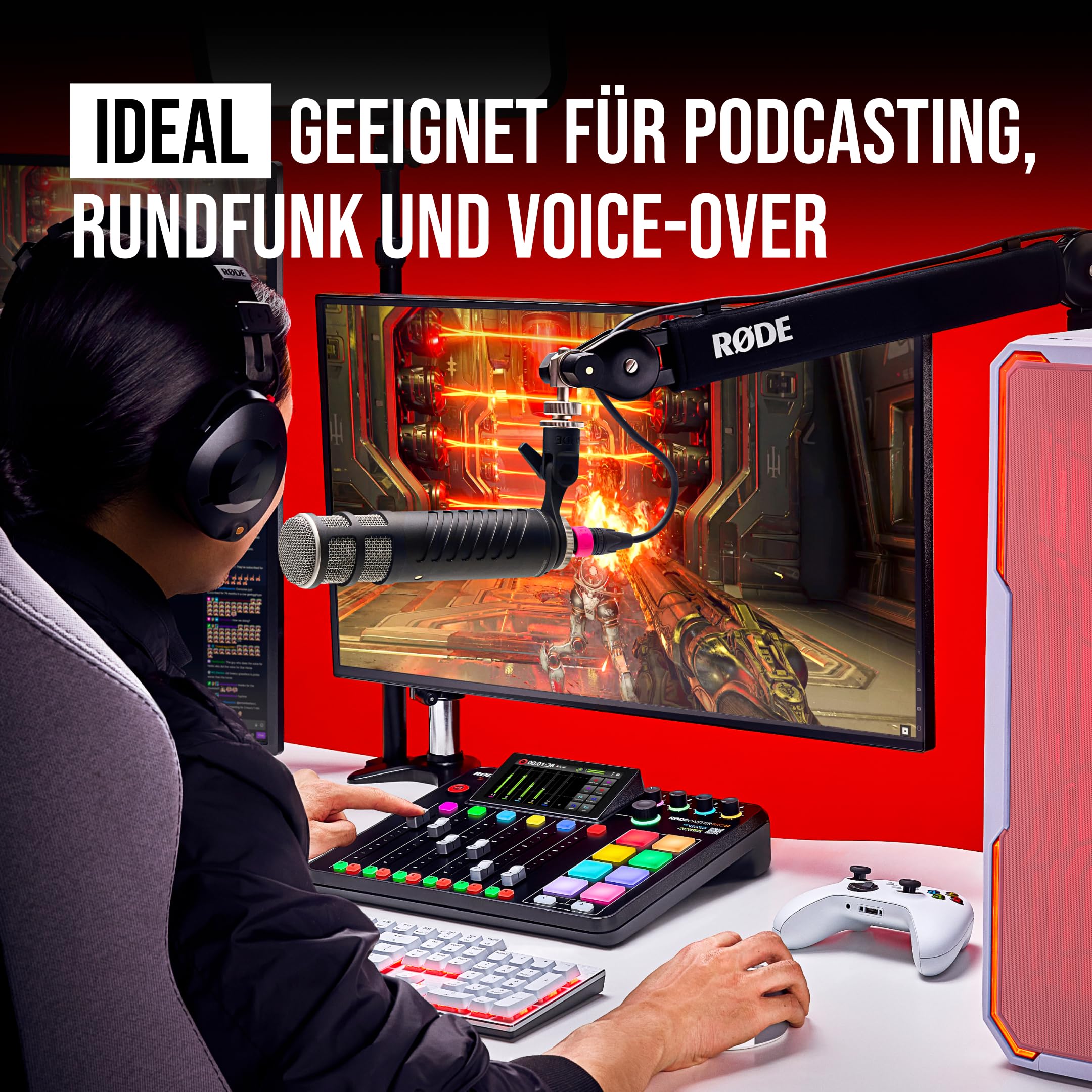 RØDE PSA1+ Professionelles Gelenkarmstativ für Studioanwendungen mit innovativem Federsystem, Neopren, Schwarz