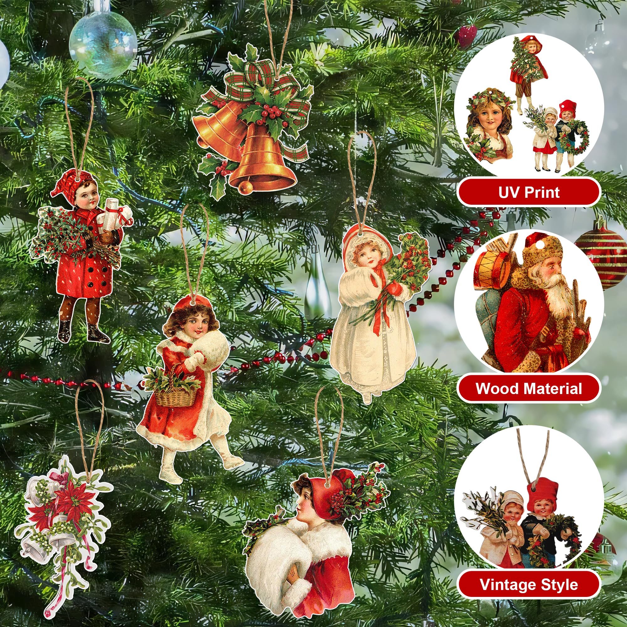 * vintage ornaments ❀ * ✴ * クリスマスセット (a) 45 Pcs Christmas Tree Hanging Ornaments Vintage Christmas