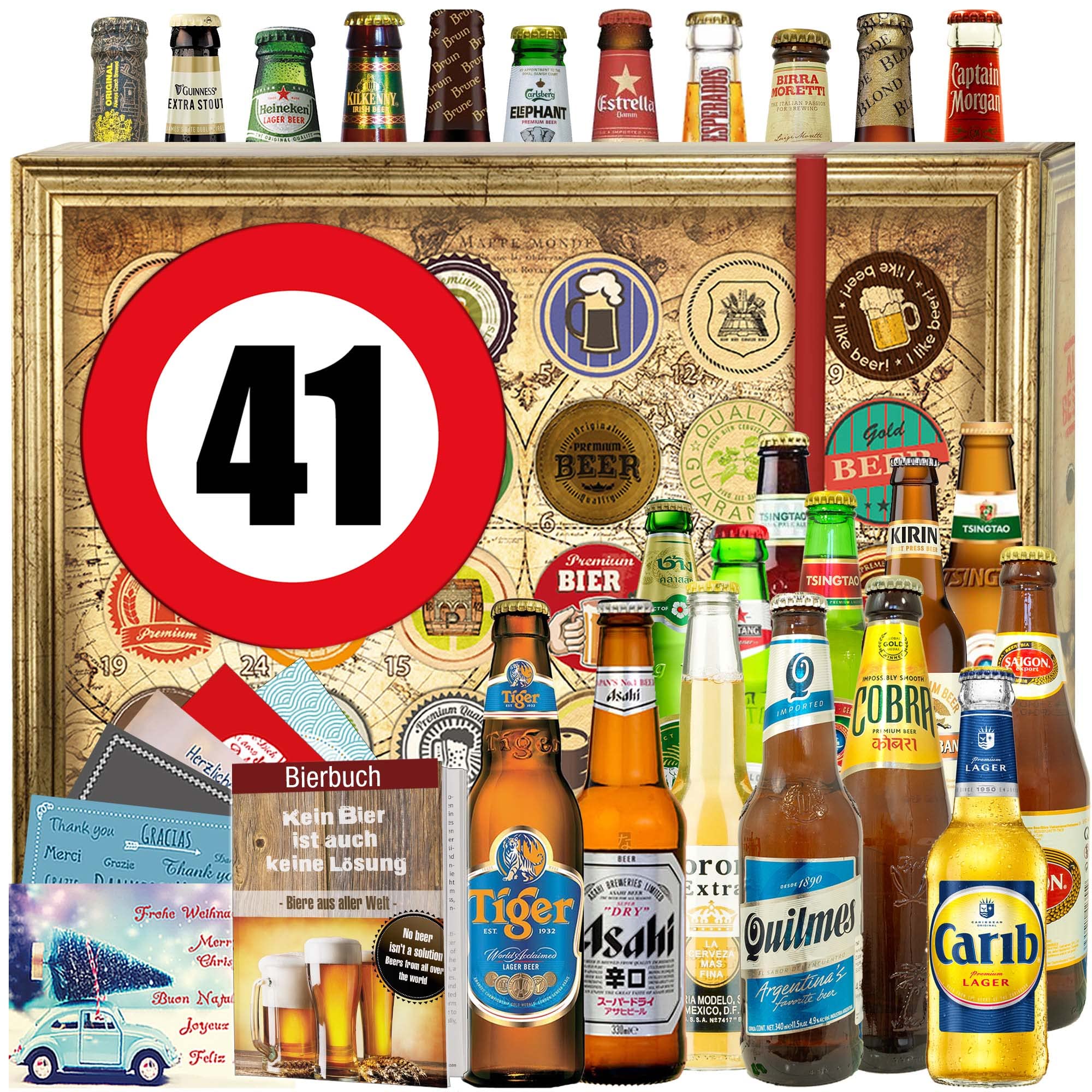 41. Geburtstag Geschenk für Freund - 24 Biere aus der Welt - Bier Geschenk Box - Adventskalender 2024 2025 Bier Welt