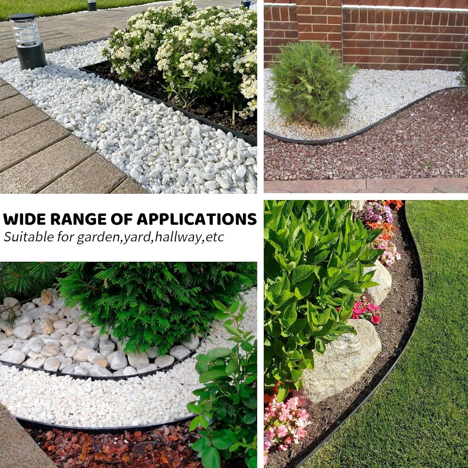 10Pack Steel Landscape Lawn Edging,6in Black Powder Coated Finish Beandable Metal Garden Border,Hammer in Edging Border for Yard Pathway Divider (32Ft Toltal)