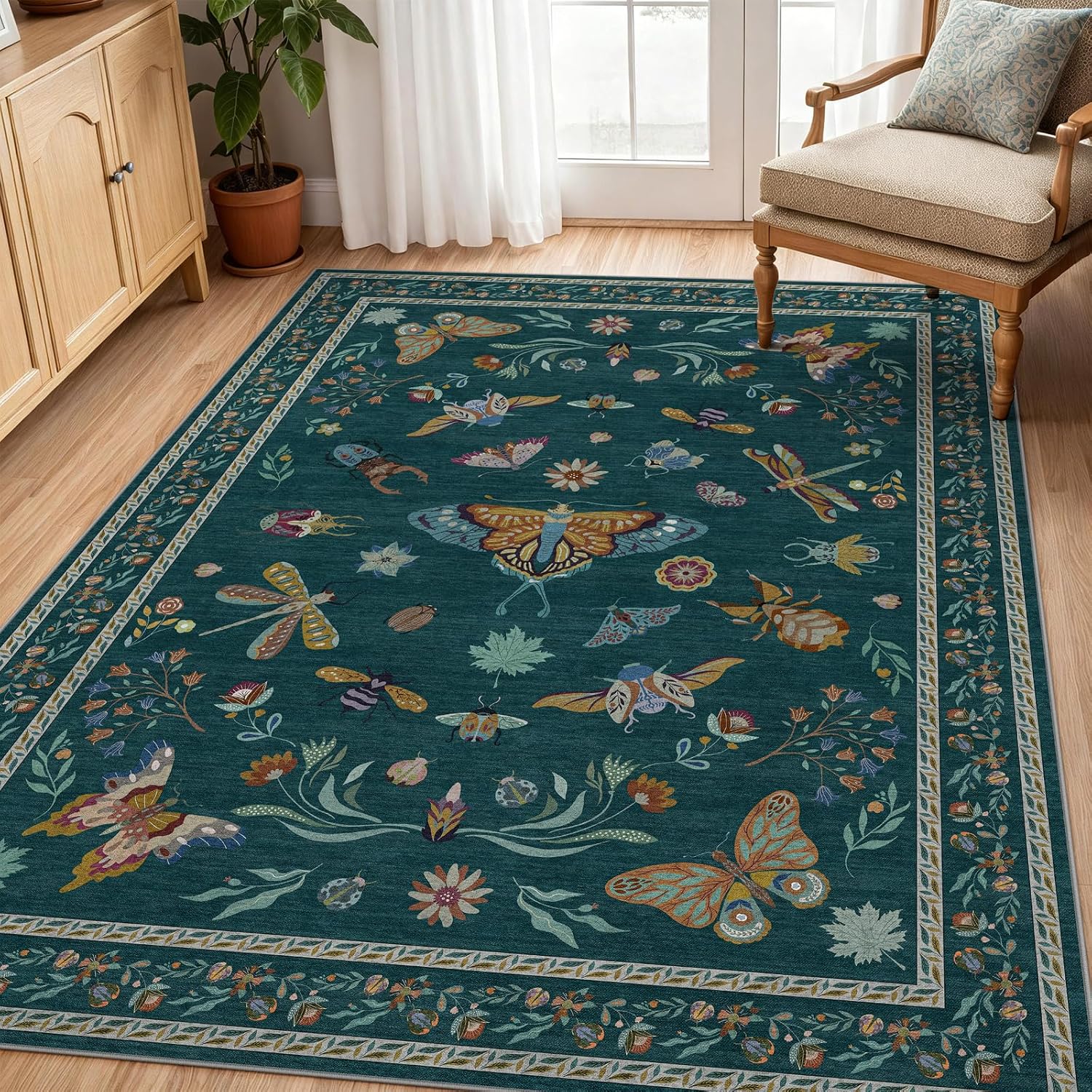 Insect Area Rug Dadasgk Dark Teal 4x6 Area Rugs for Door Mat Entrance - Vintage Floor ...