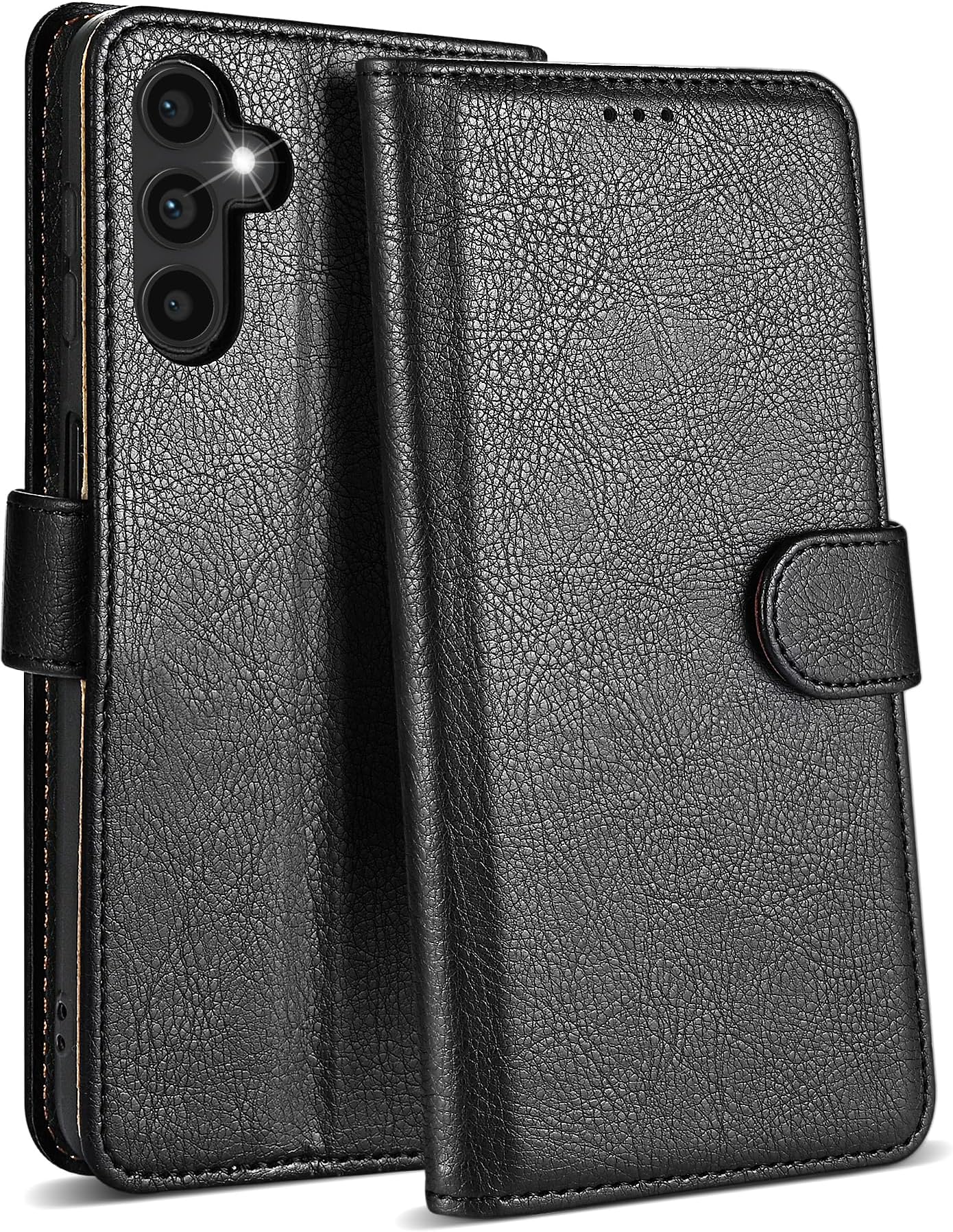 Case Collection for Samsung A05s Phone Case - Leather Folio Flip Kickstand Shockproof Cover with RFID Blocking Card Slots Wallet for Samsung Galaxy A05s Case Black