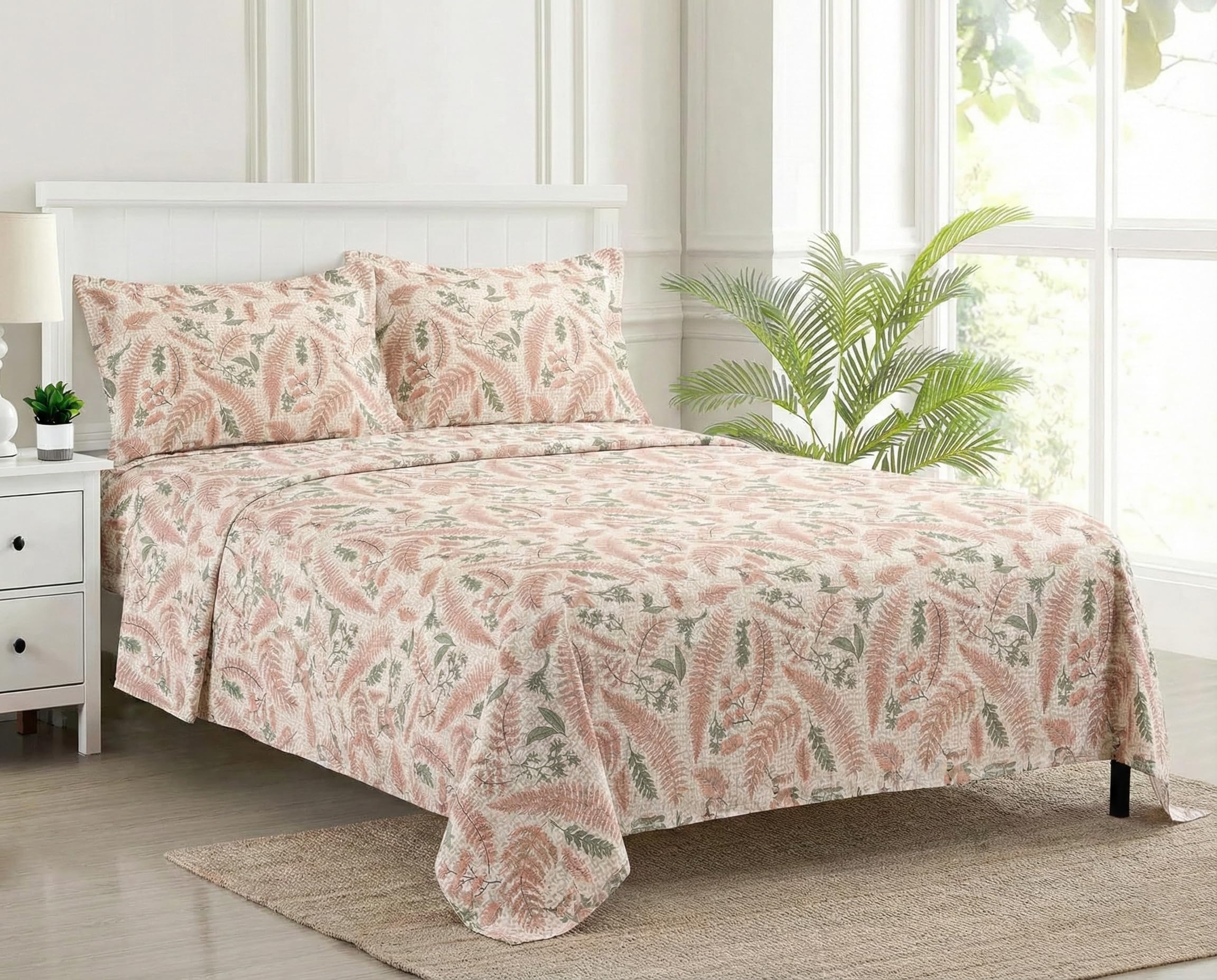 Trance Home Linen King Size Bedsheet - Ferns Paradise Blue -16 Trance Home Linen King Size Bedsheet - Ferns Paradise Blue -16