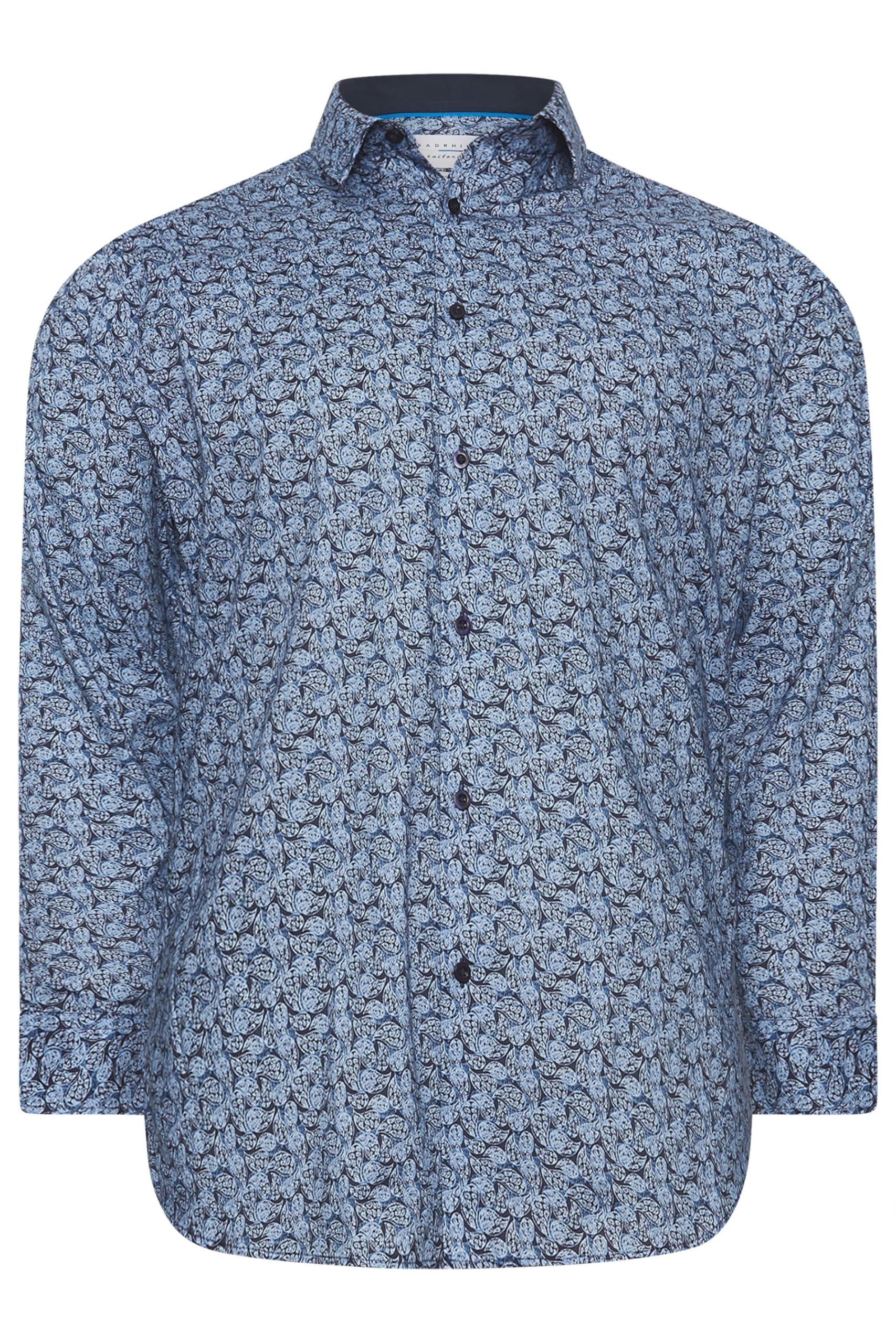 BadRhino Tailoring Big & Tall Paisley Print Formal Shirt - Men's - Plus Size Curve Blue