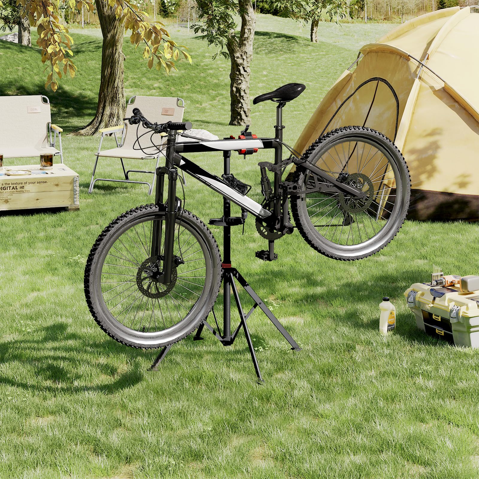 Support Réparation Vélo WOLTU Vertical - Bras Rotatif 360°, Hauteur Réglable 105-190cm, Charge 25kg