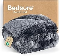 Bedsure Waterproof Dog Blanket for Large Dogs - Reversible Faux Fur Sherpa Couch Protector, Calming Soft 50x60 Inch Grey Throw