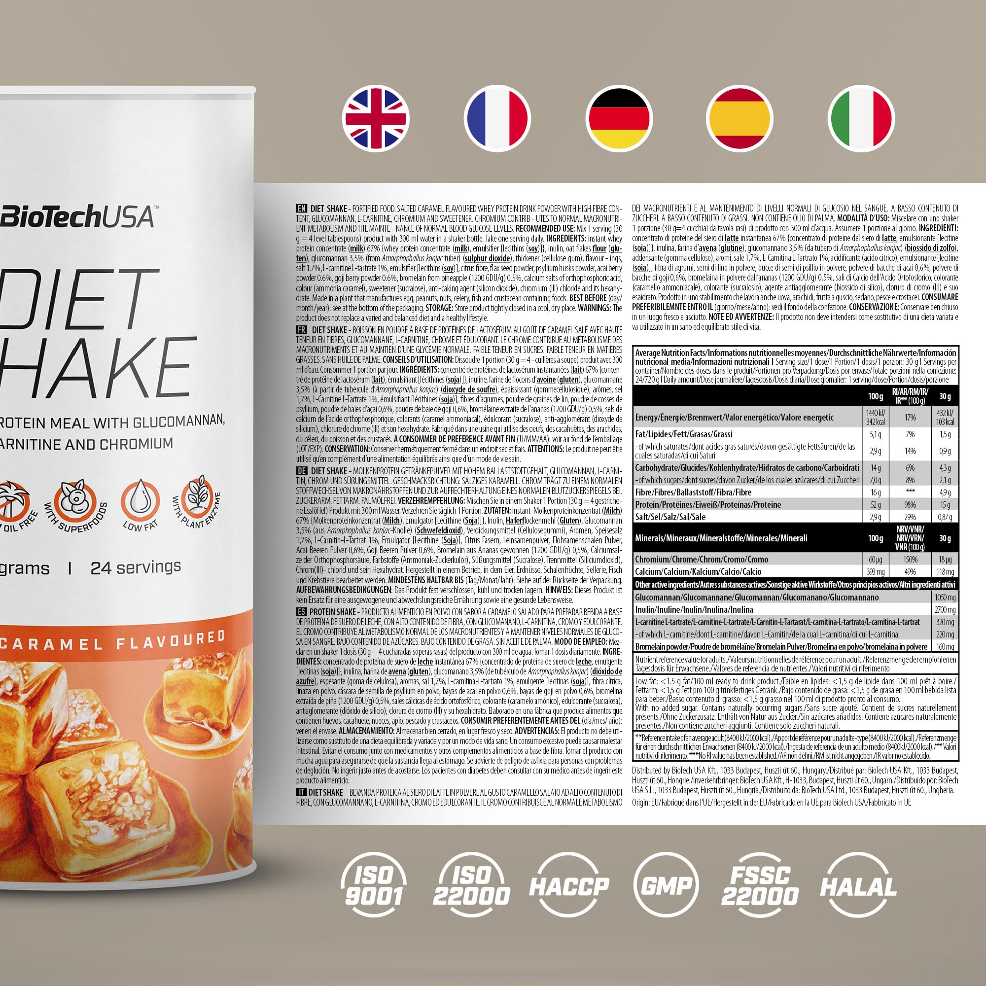 BioTechUSA Diet Shake | Bebida en polvo de proteína de suero rica en fibra