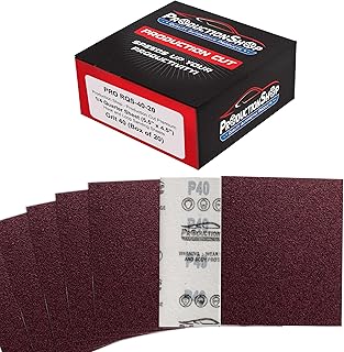 ProductionShop Premium Red 40 Grit 1/4 Sheet Size Red Sanding Sheets, Box of 20 - Hook & Loop Backing Sandpaper, Coarse-Cu...