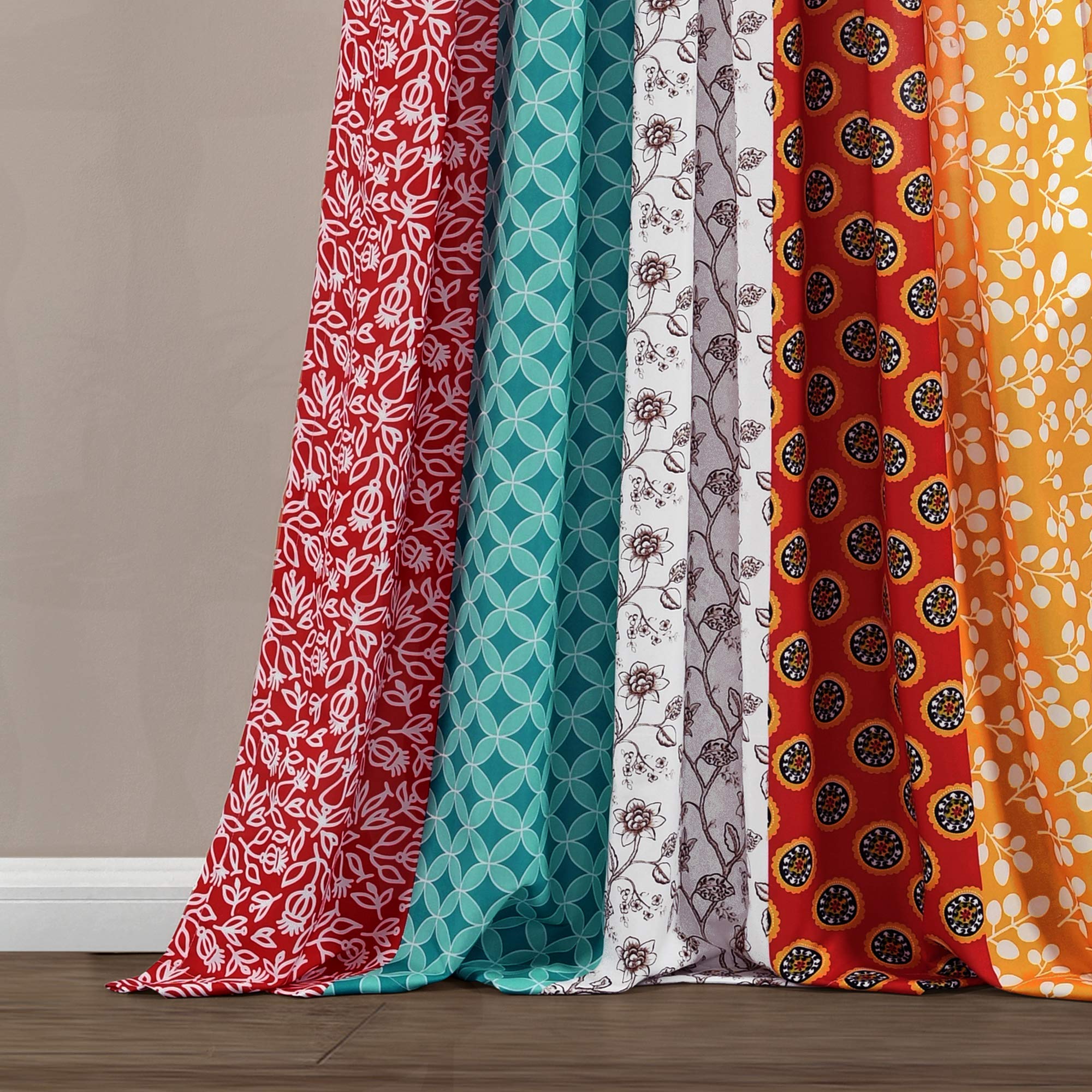 Lush Decor Boho-Fenstervorhang, 213 x 114 cm, Orange/Marineblau