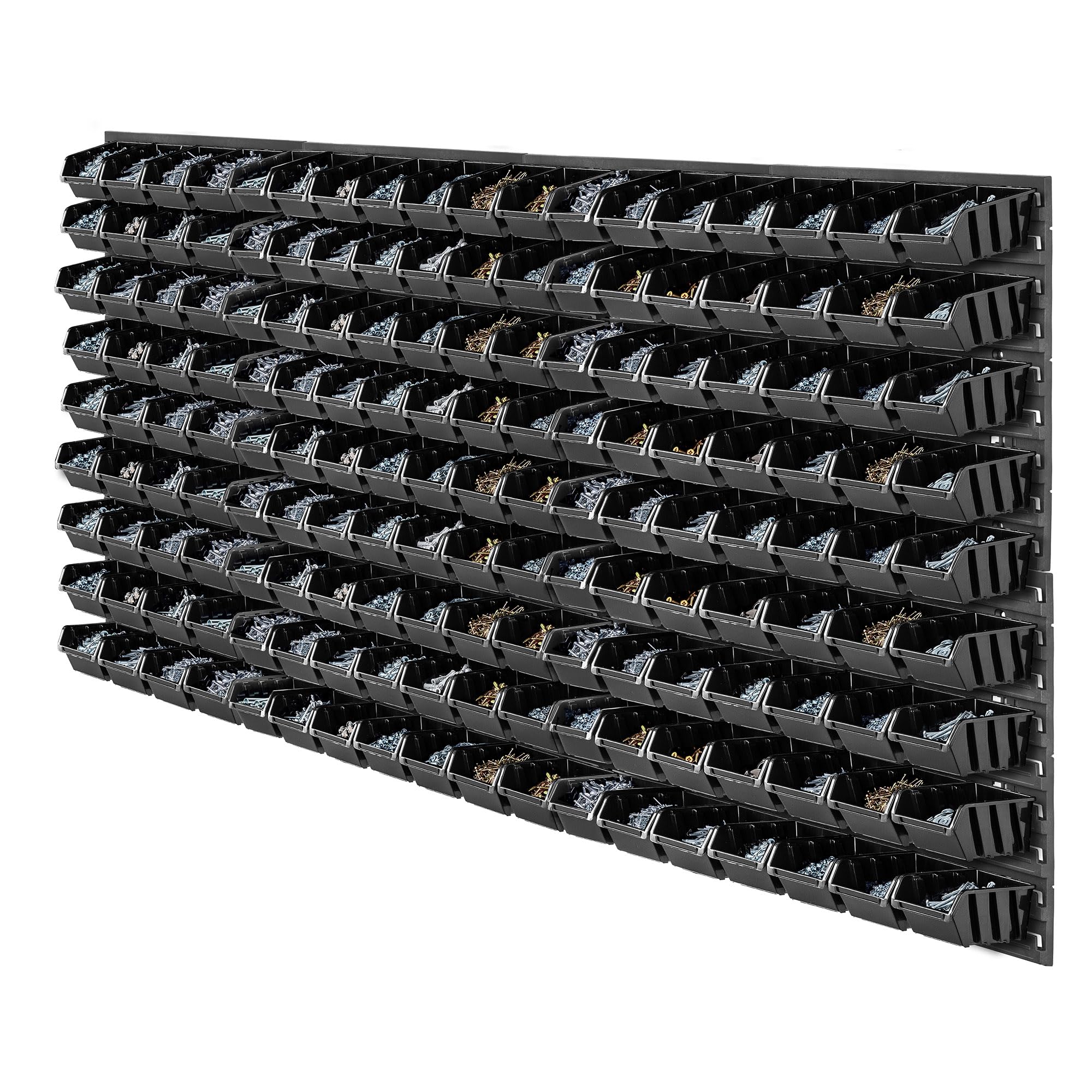 KADAX Werkzeugwandregal, 156x78cm Werkstattwandregal, Werkstattregal für Garage, Werkzeugwand Set, Lagersystem mit Sichtlagerkästen, Erweiterbare Wandplatten (Schwarz 162 tlg.)