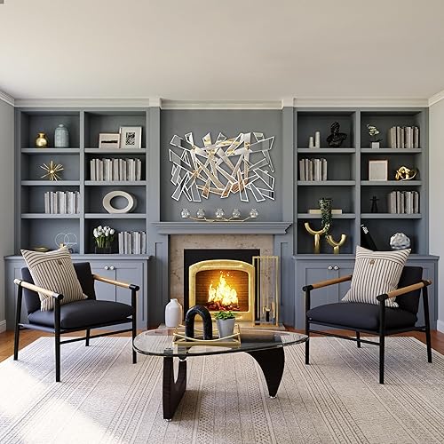 Miniatura 5 de KOHROS Gran espejo de pared de arte moderno  Espejo rectangular biselado irregular para hotel, sala de estar, comedor, plateado (30.7 x 46.5