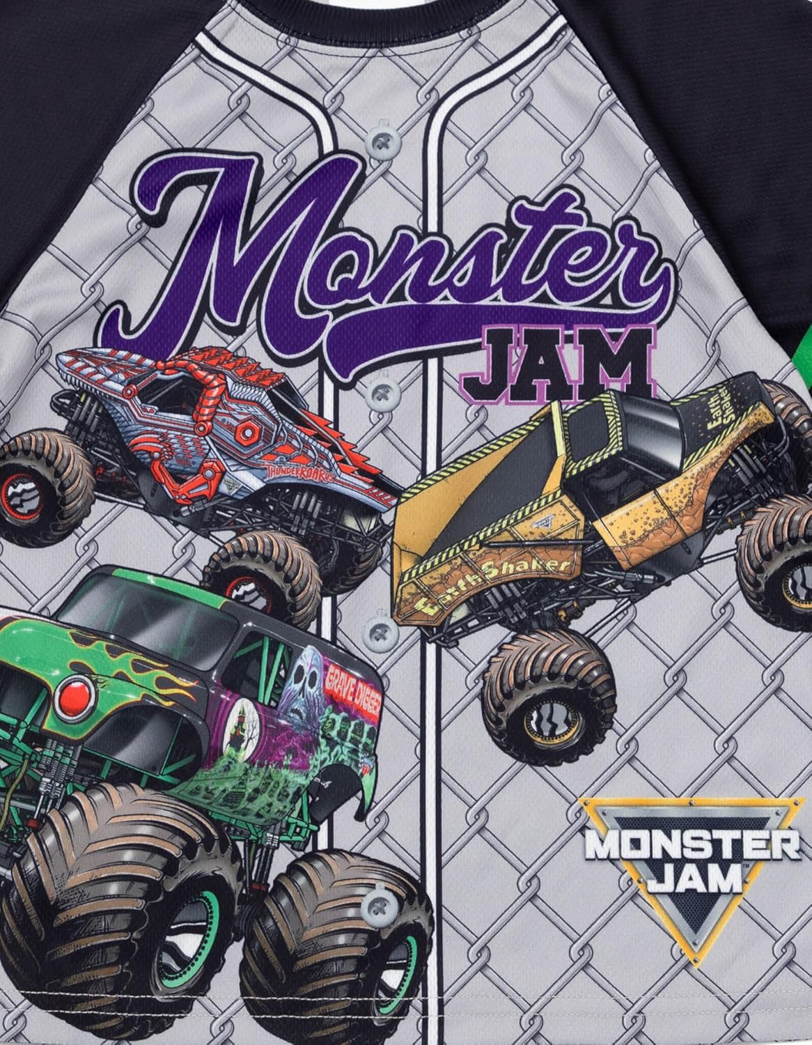 Monster Jam Athletic Mesh Baseball Jersey T-Shirt and Shorts Outfit Set Toddler to Big Kid Grave Digger Megalodon Digatron - Image 5