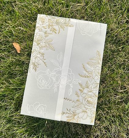 Aazon.co: Pureigo 50 Pack Wildflower Printed Pre-Folded Vellu Jackets For 5x7 Invitations