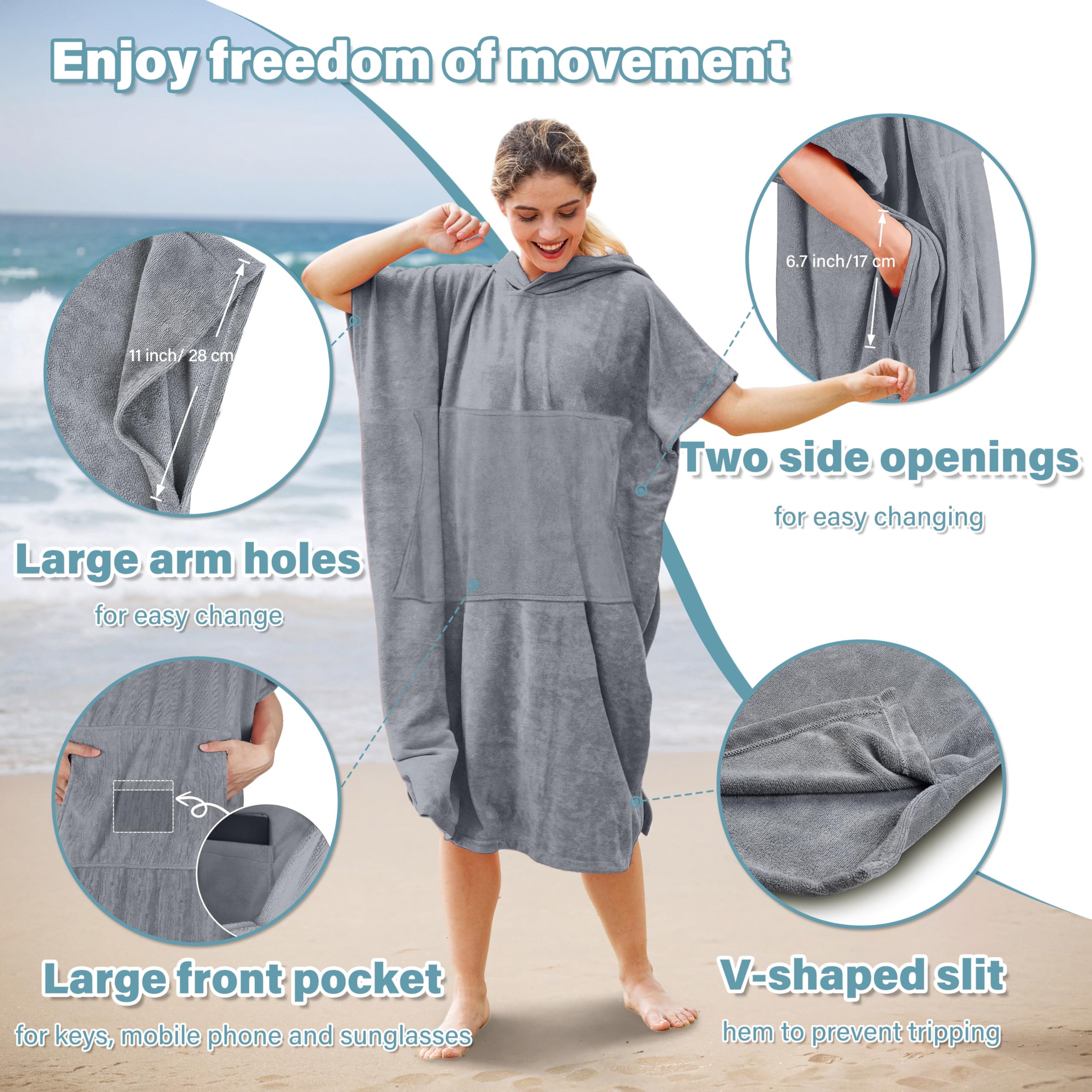 Kato Tirrinia Microvezel badstof surf poncho handdoek badponcho