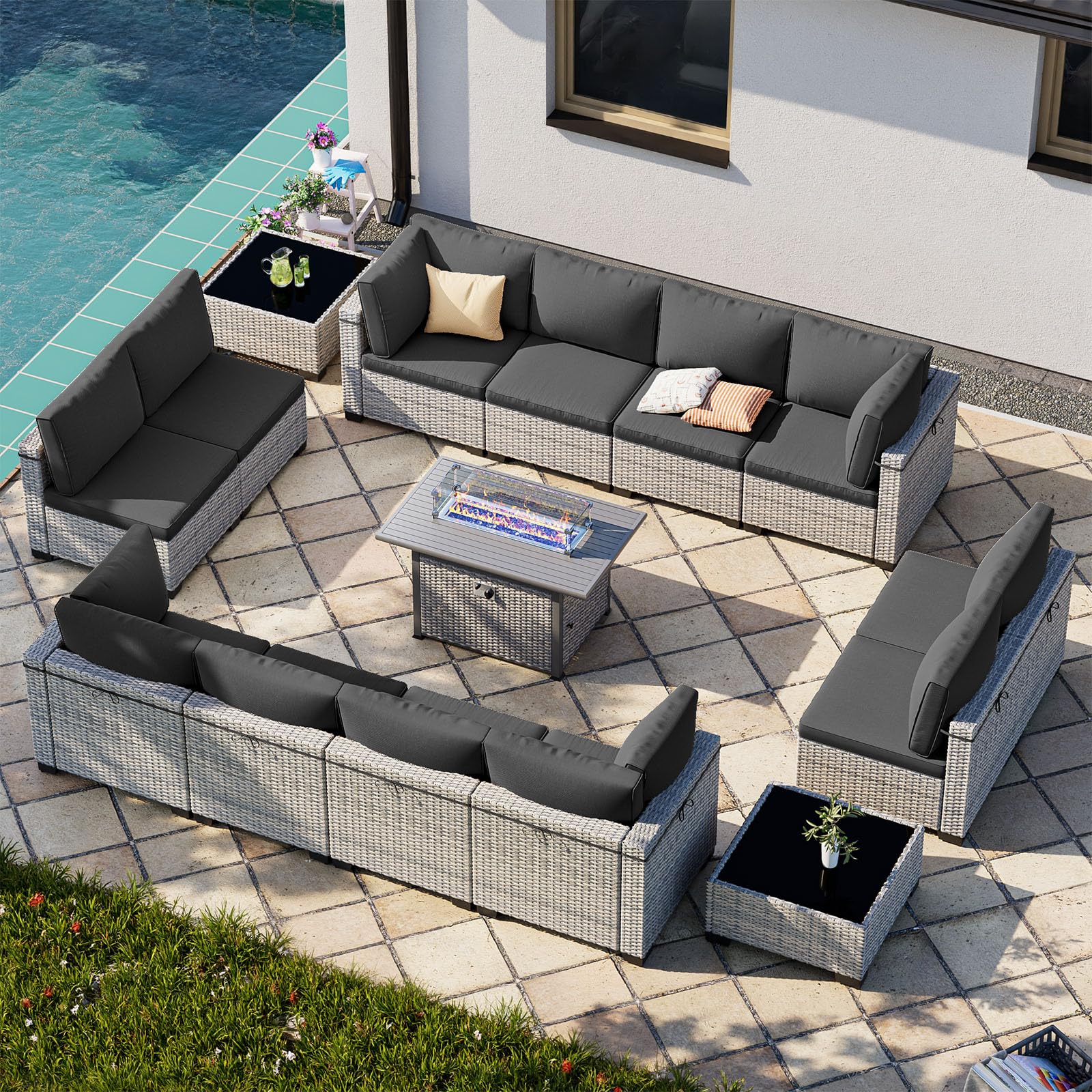Outdoor PE Wicker Rattan Modular Patio Sectional Sofa Set