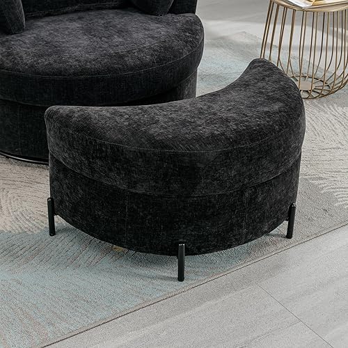 Miniatura 3 de HomSof Banco de almacenamiento tapizado de felpilla de 32.7 pulgadas de ancho, con media luna, otomano grande con bandeja, sirve como mesa auxiliar,