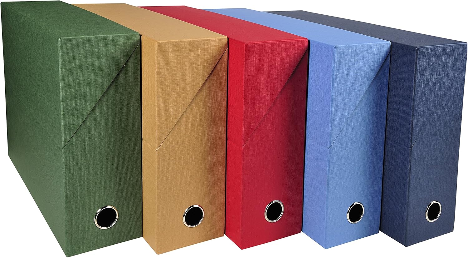Exacompta Canvas Transfer Box, A4, 90 mm Spine - Assorted Colours, Pack of 5