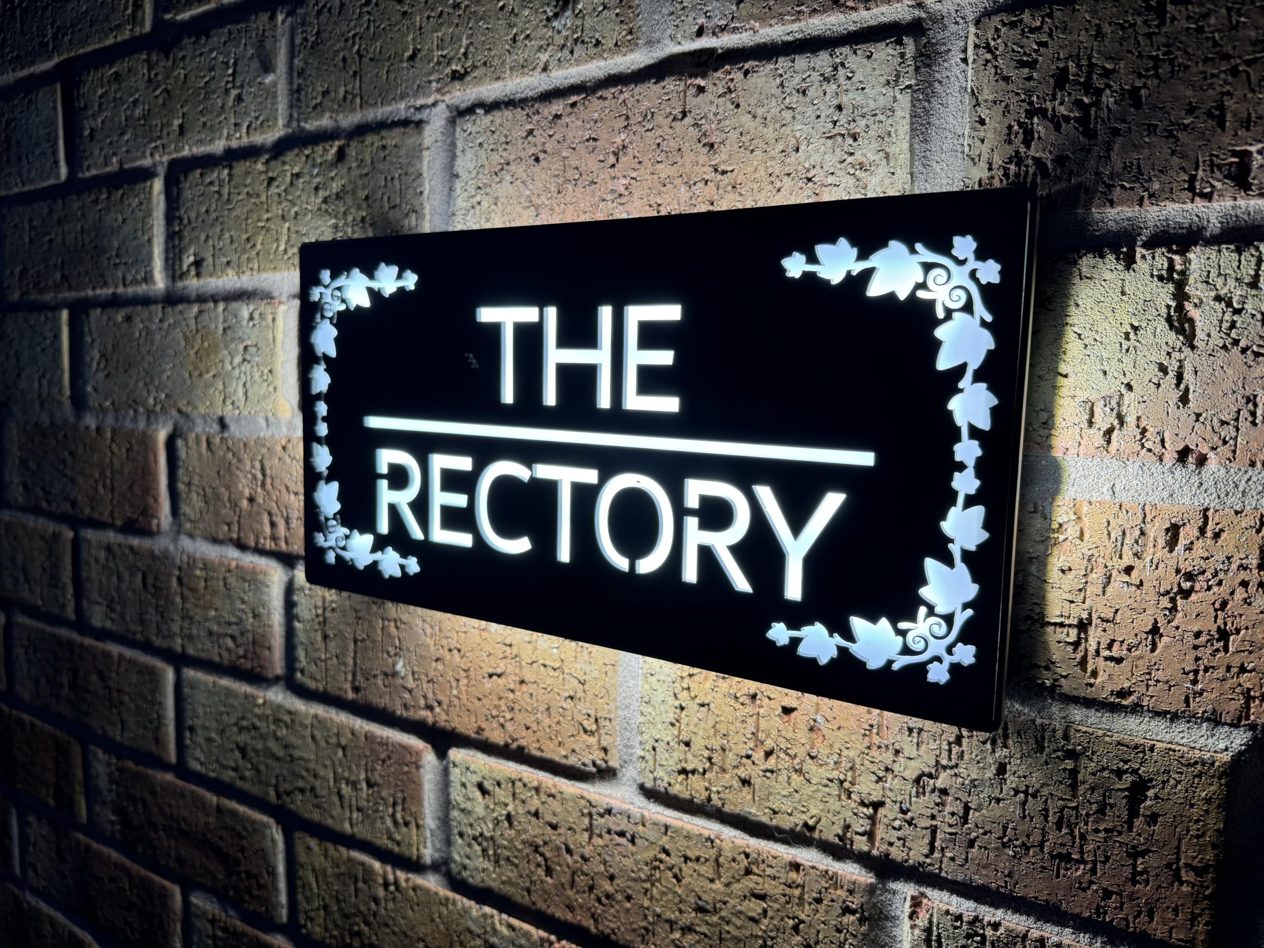 One of a kind design UK Personalised LED Illuminated House Sign with 85 LEDs, Laser Cut Modern Hardwired Wall Light with Address Display - Auto ON/OFF Water-Resistant 305x155 MM (Grey, DFL-30X15)